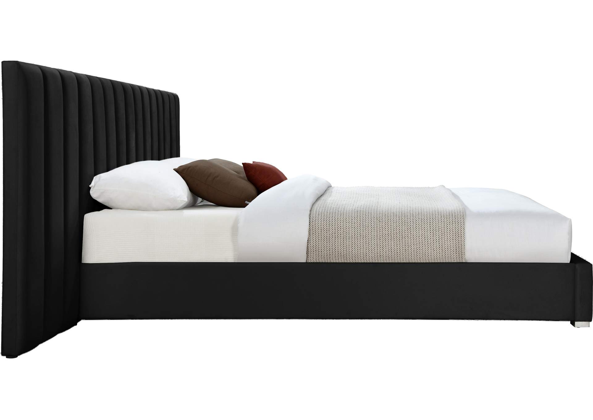 Pablo Black Velvet Queen Bed,Meridian Furniture