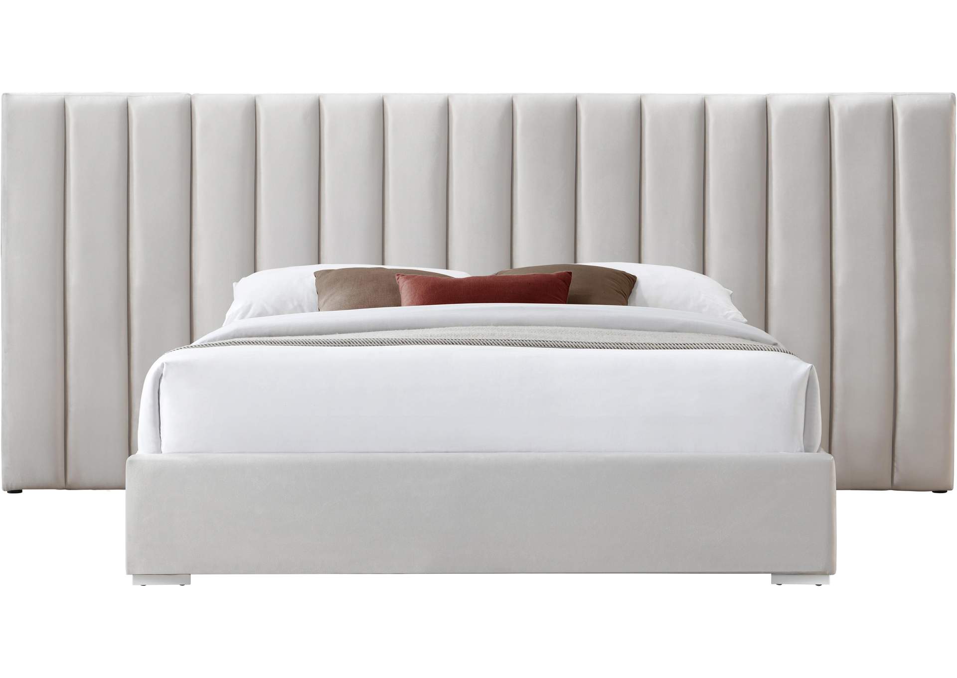 Pablo Cream Velvet King Bed,Meridian Furniture