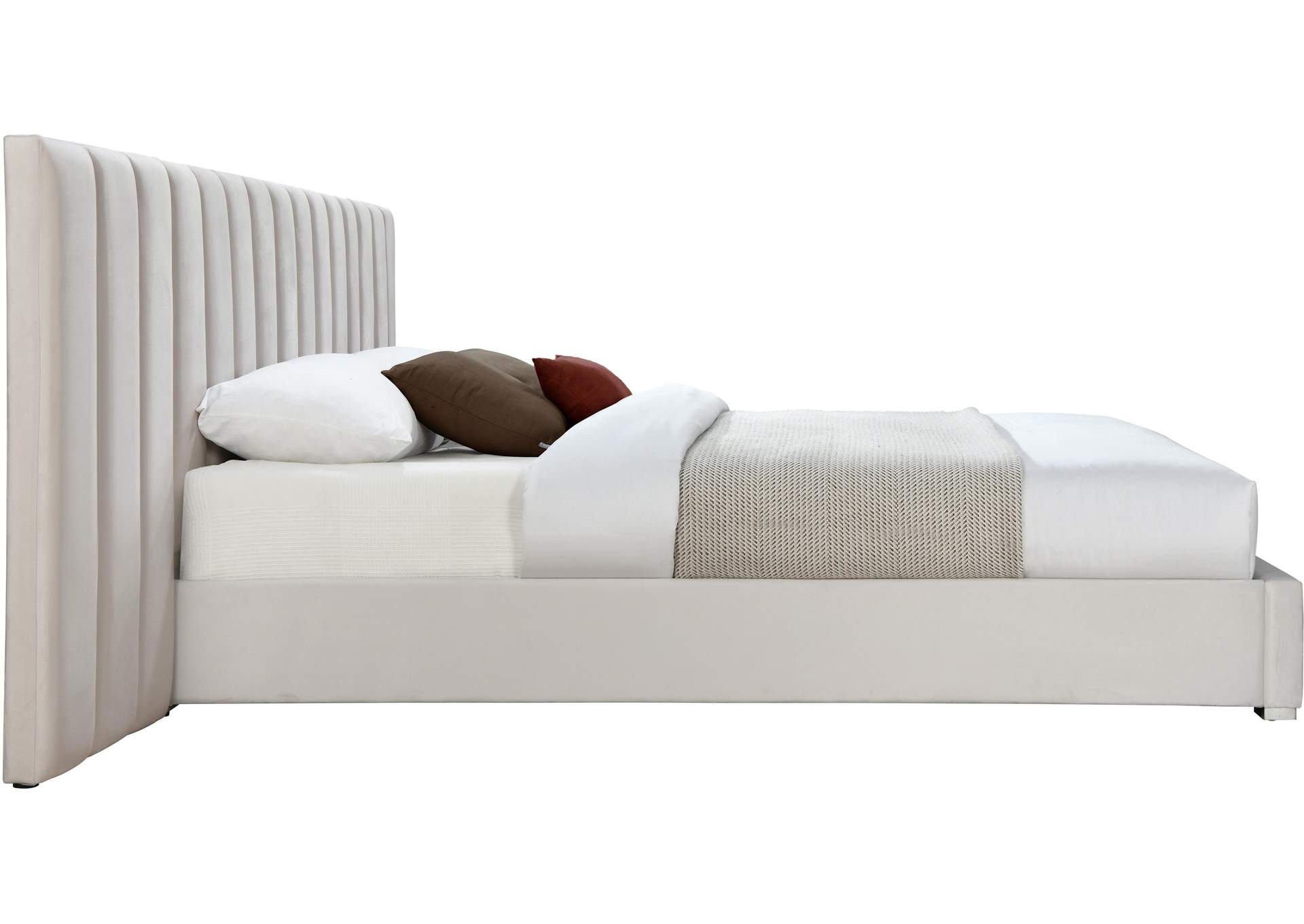 Pablo Cream Velvet King Bed,Meridian Furniture