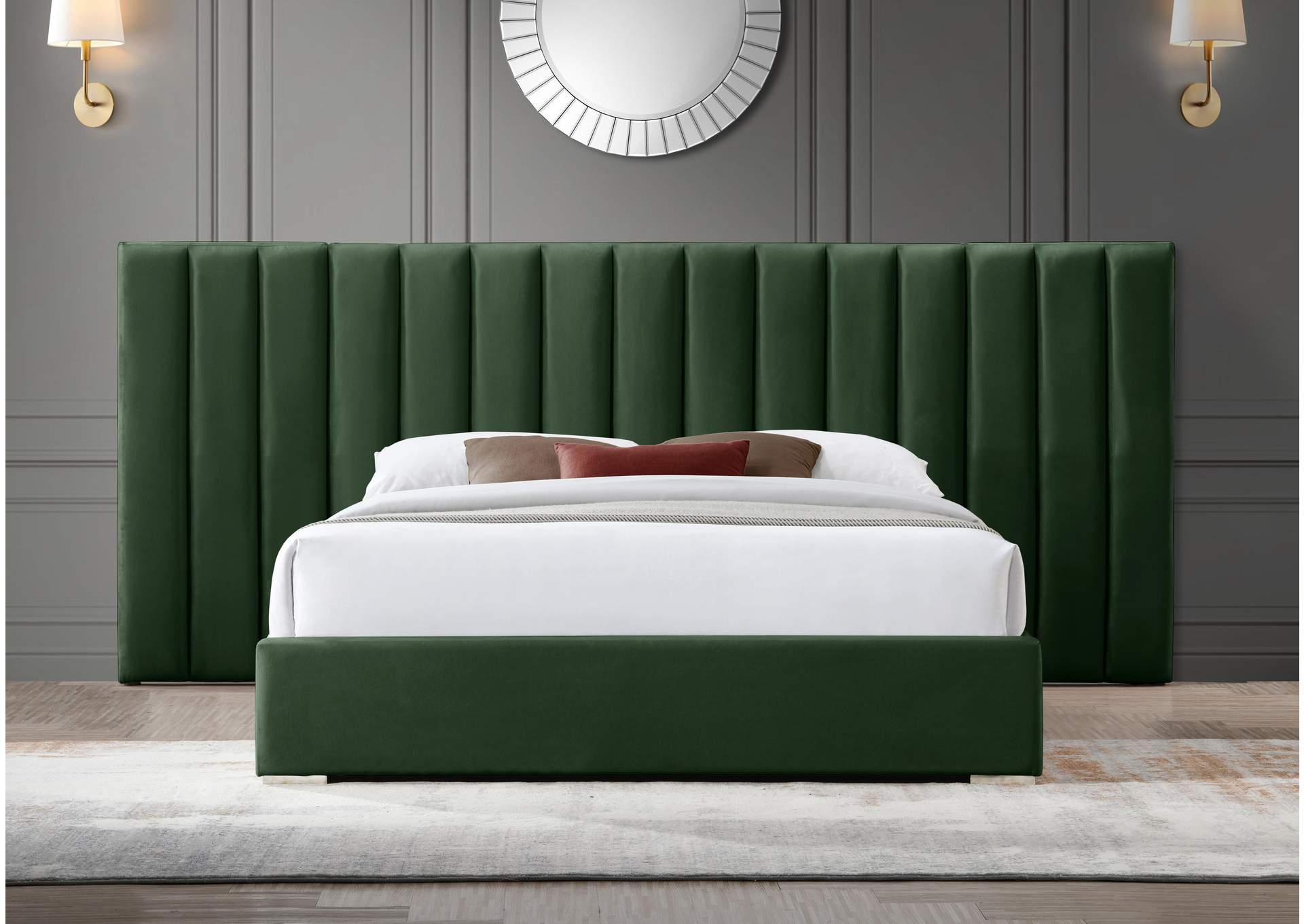 Pablo Green Velvet Queen Bed,Meridian Furniture