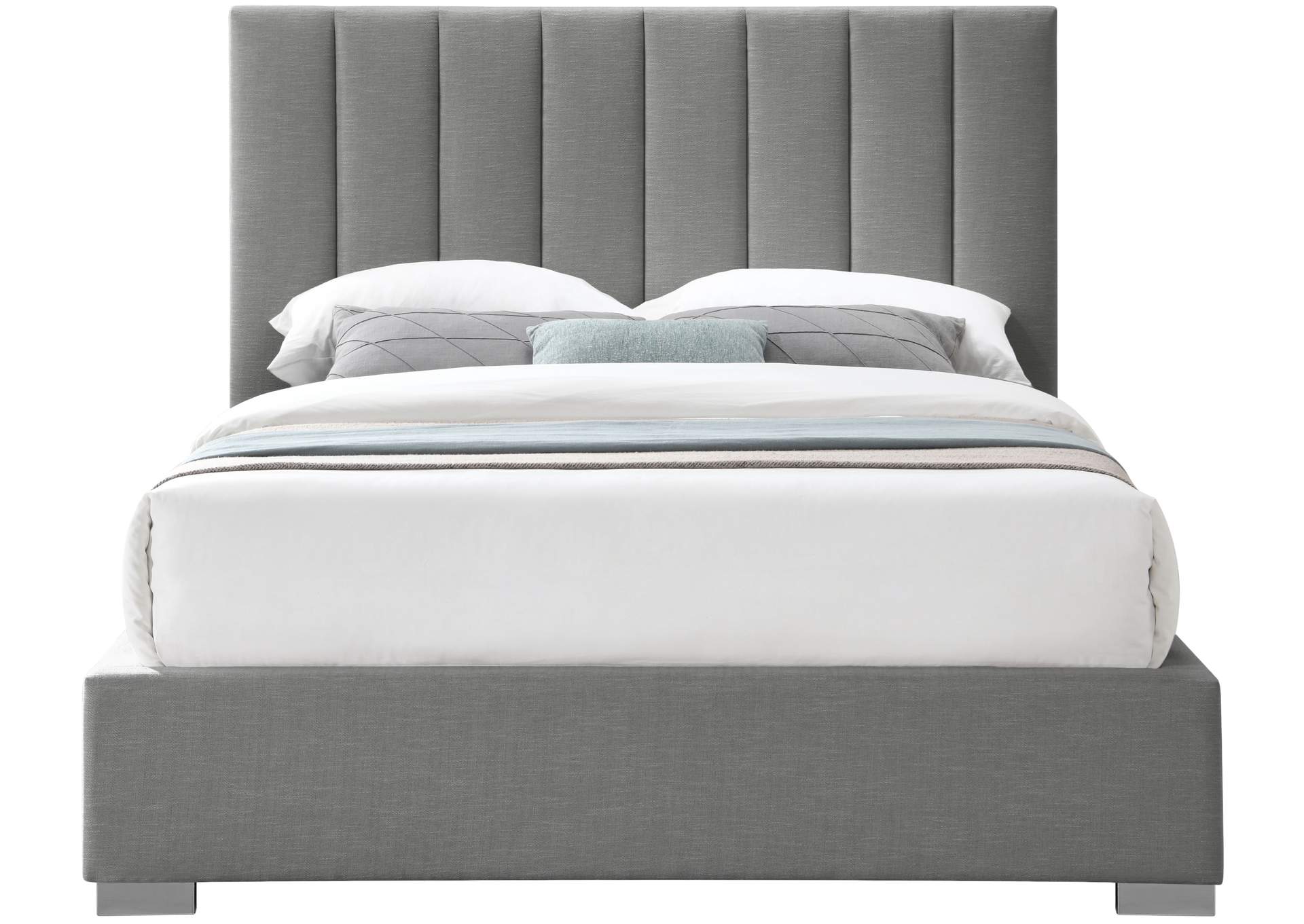 Pierce Grey Linen Textured Fabric Full Bed,Meridian Furniture