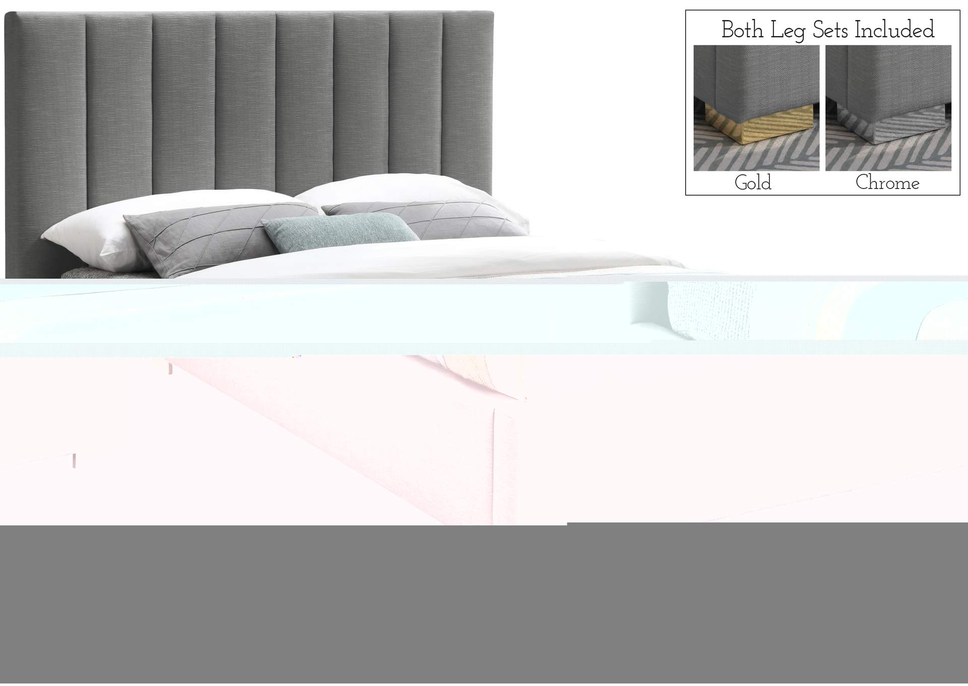 Pierce Grey Linen Textured Fabric King Bed,Meridian Furniture