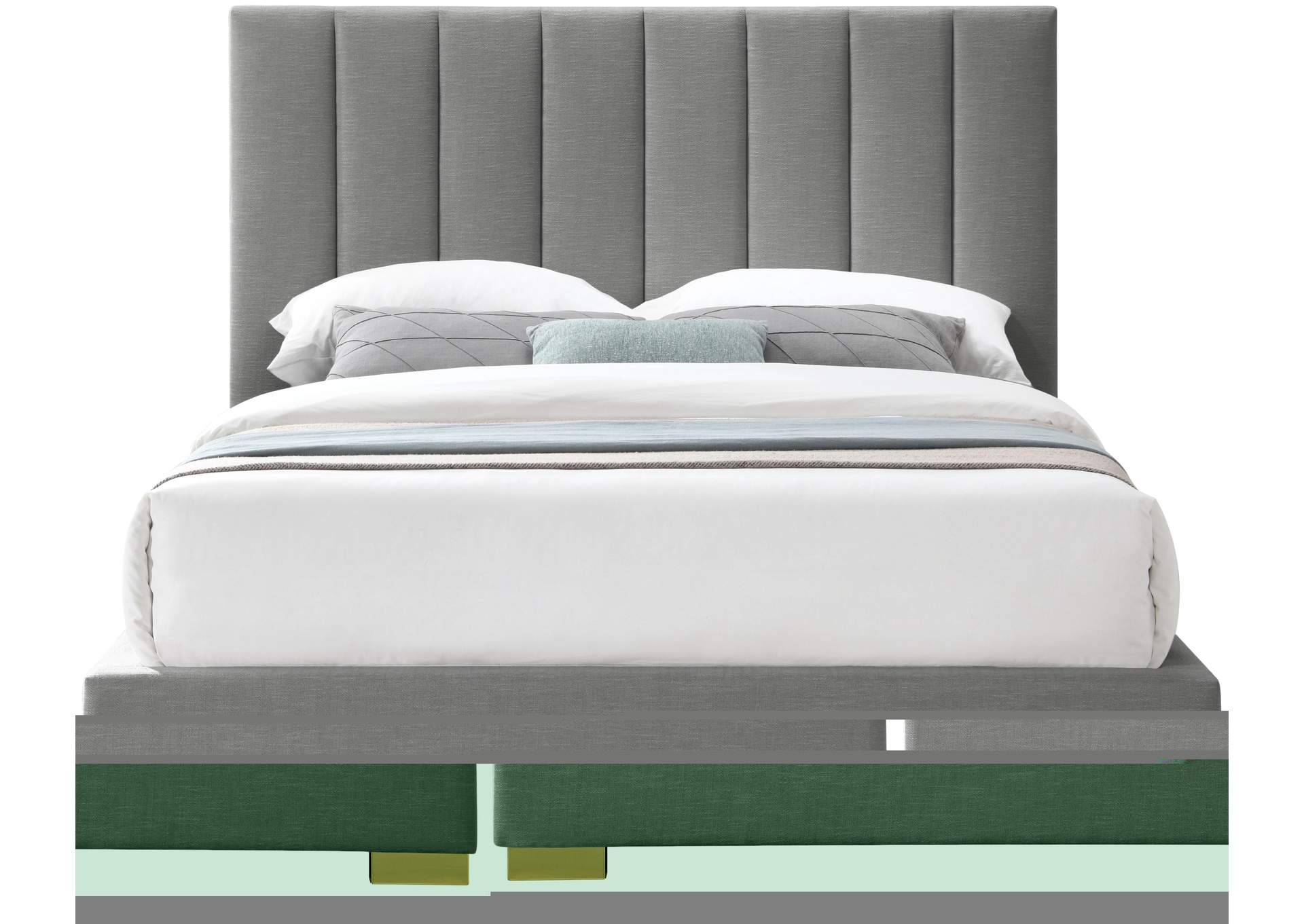 Pierce Grey Linen Textured Fabric King Bed,Meridian Furniture