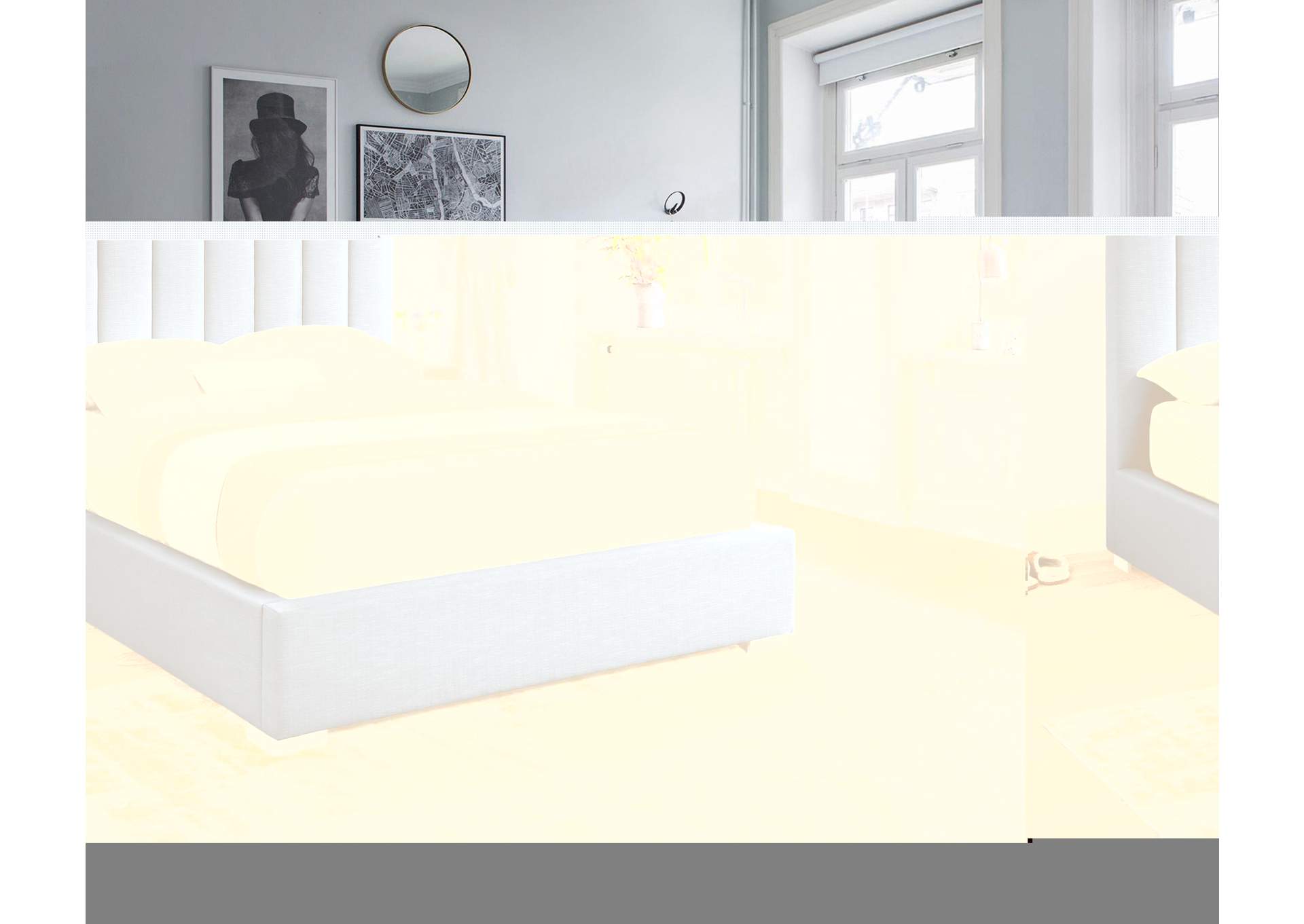 Pierce Navy Linen Textured Fabric Queen Bed,Meridian Furniture