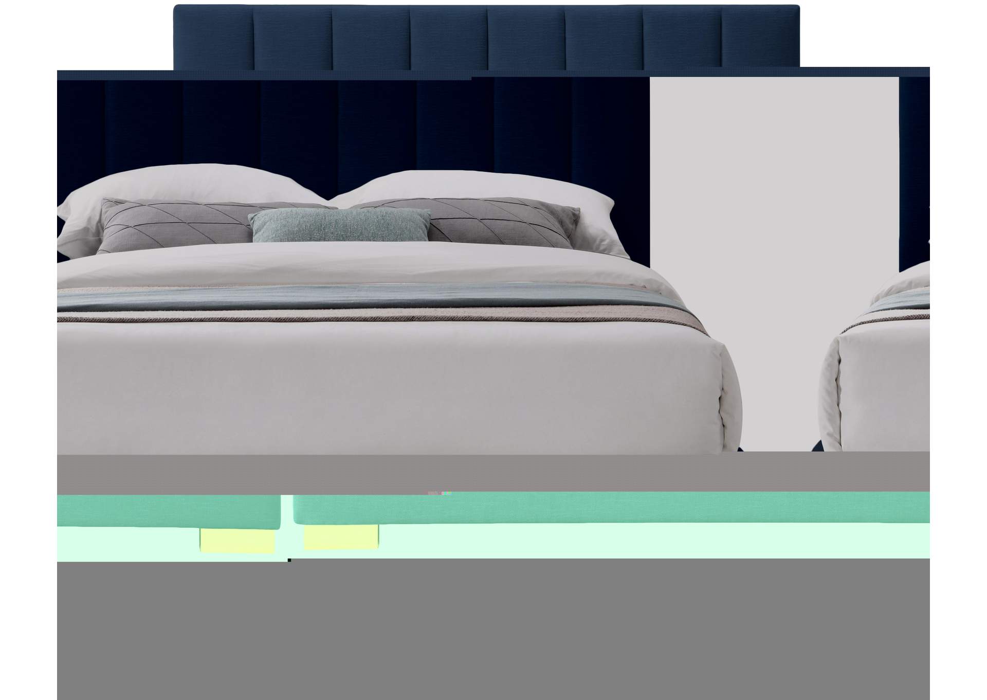 Pierce Navy Linen Textured Fabric Queen Bed,Meridian Furniture