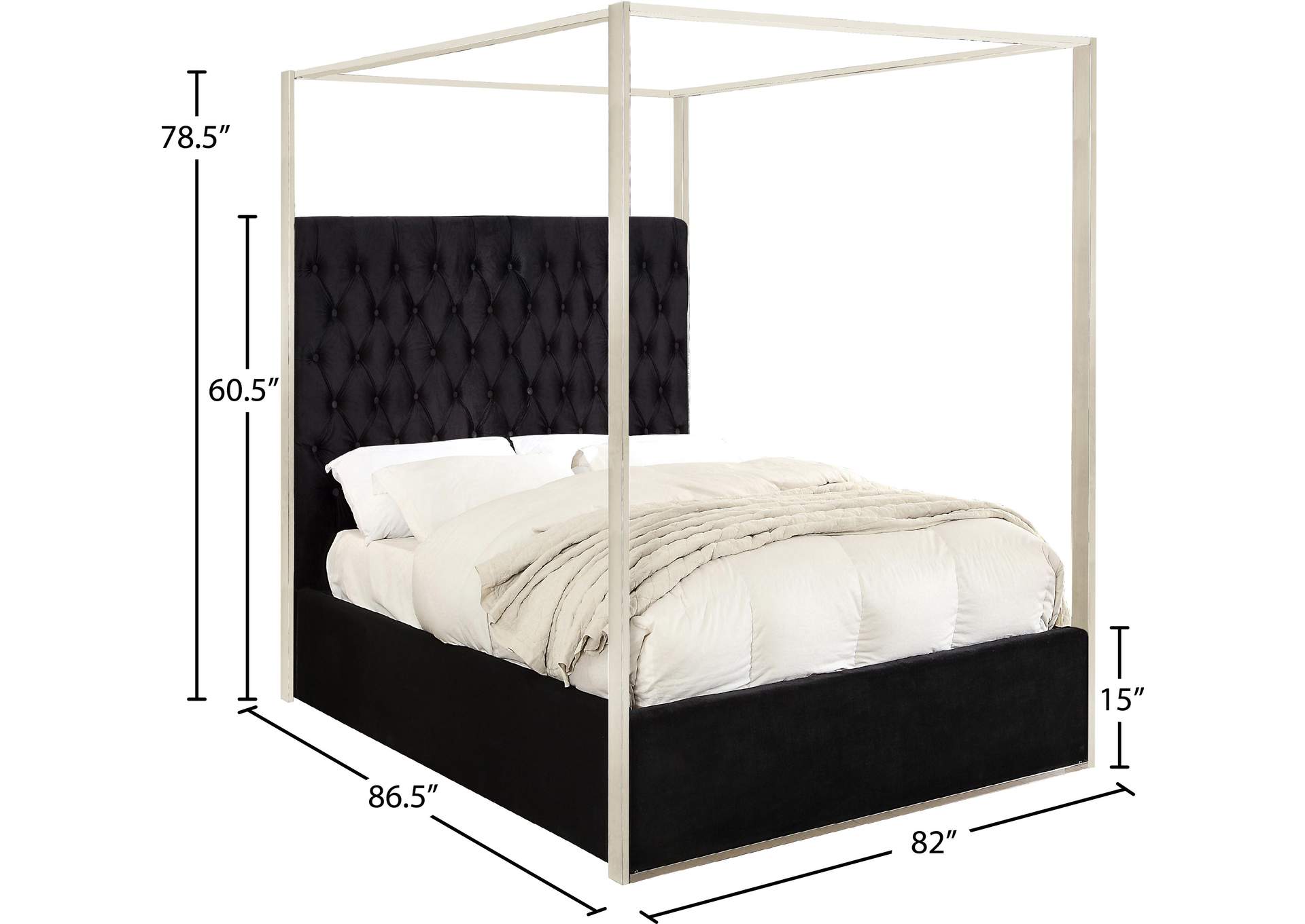 Porter Black Velvet King Bed,Meridian Furniture