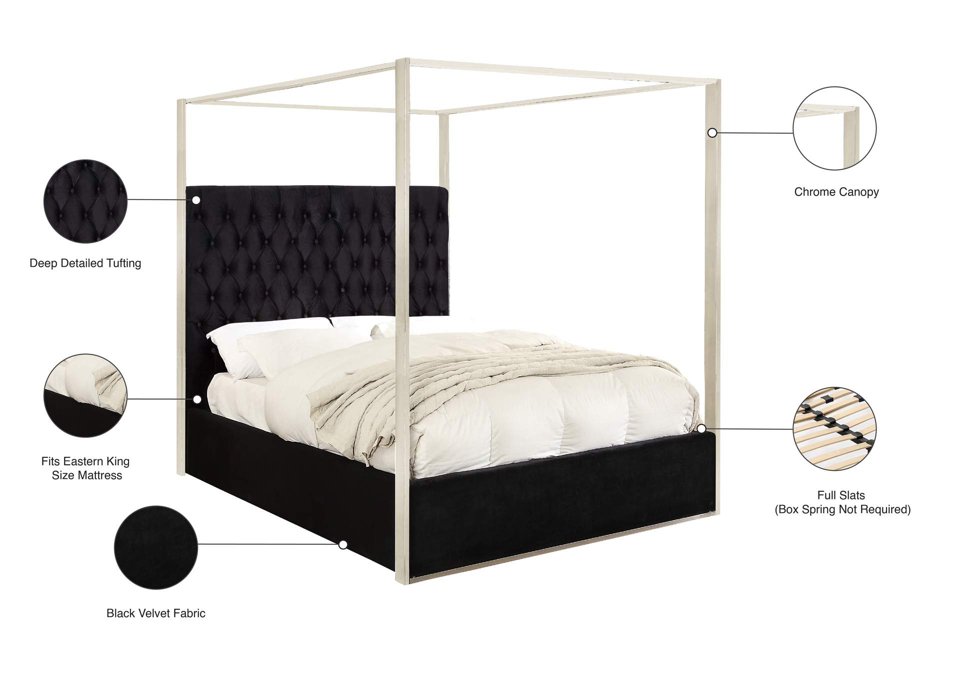 Porter Black Velvet King Bed,Meridian Furniture