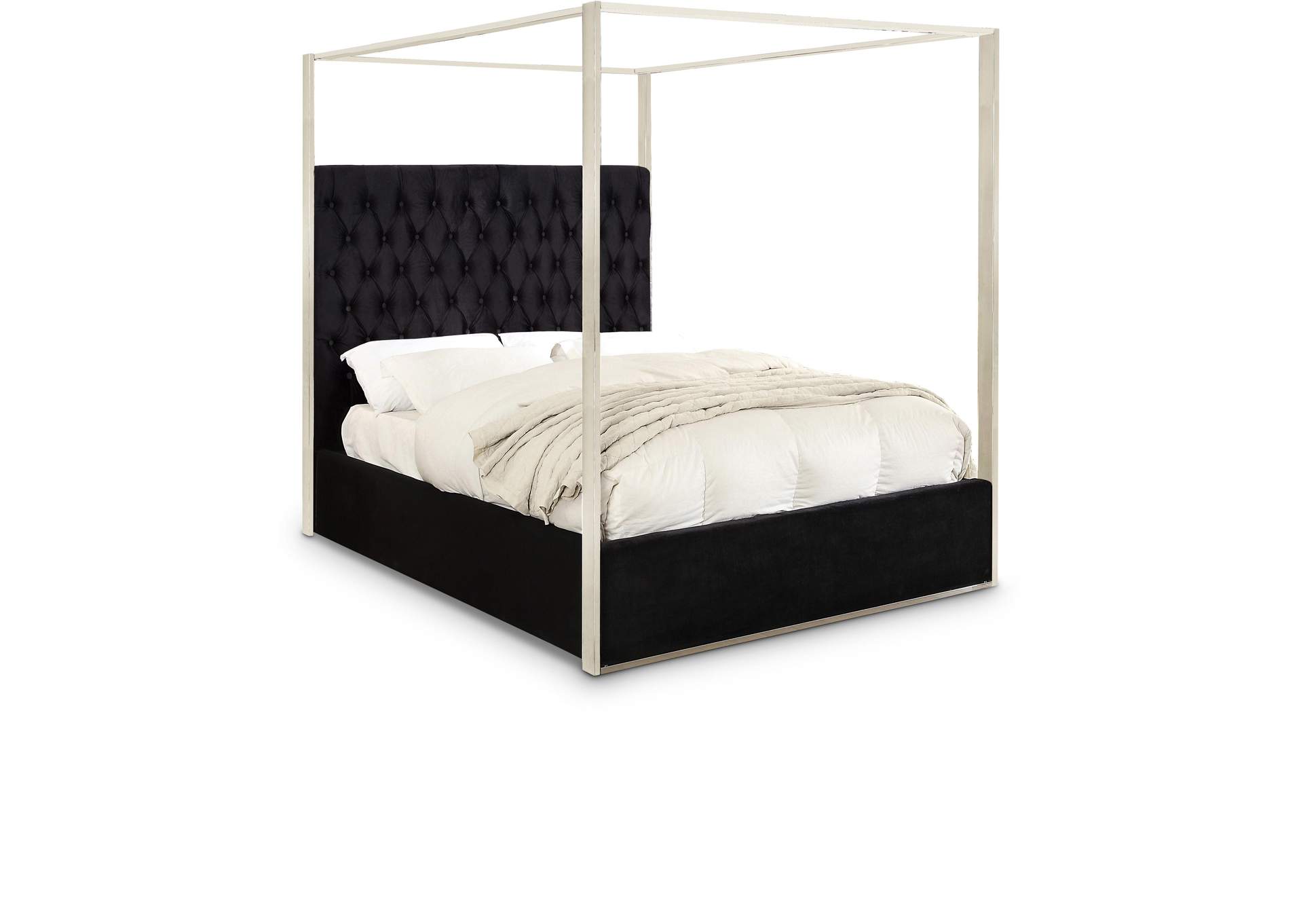 Porter Black Velvet Queen Bed,Meridian Furniture