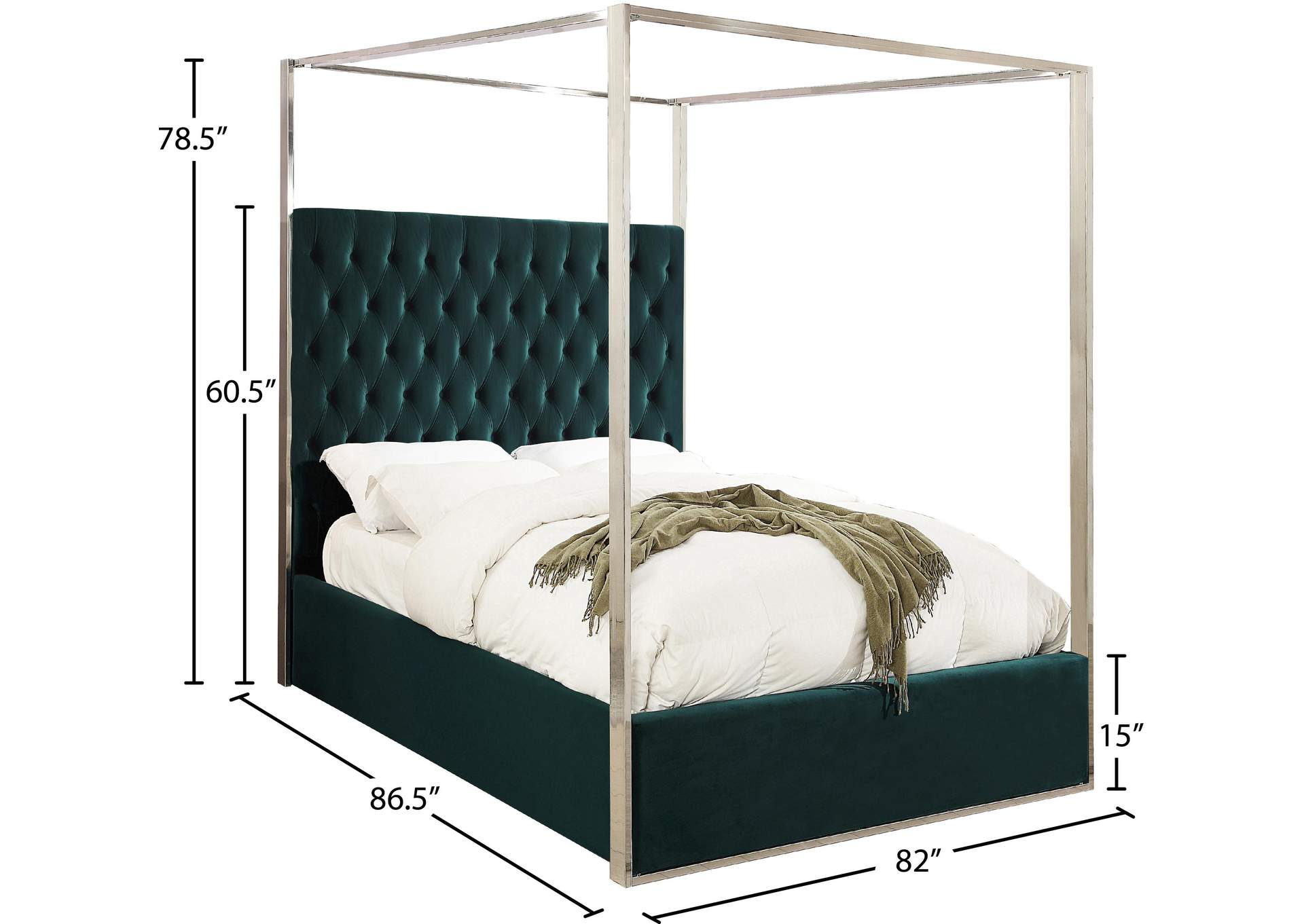 Porter Green Velvet King Bed,Meridian Furniture