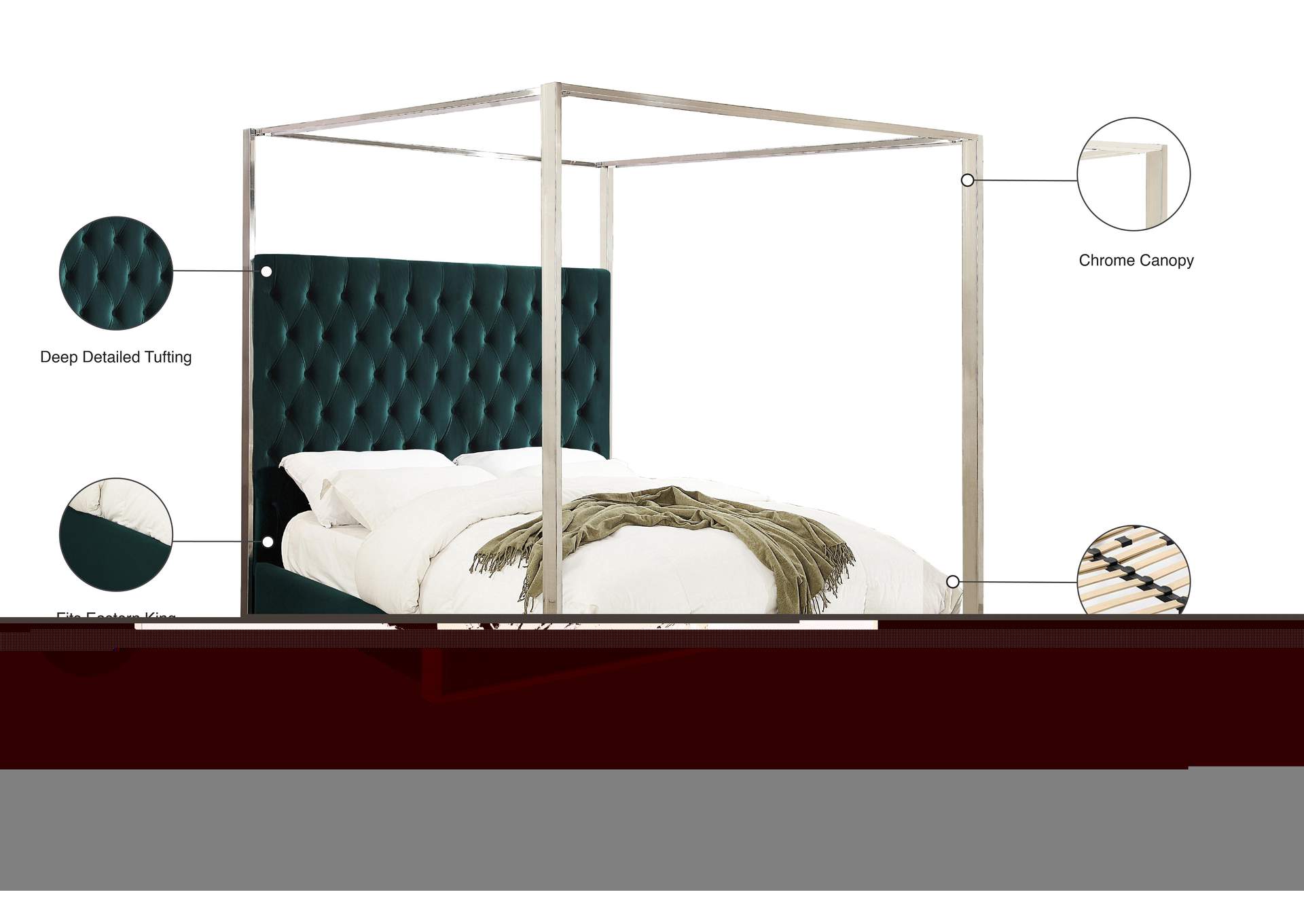 Porter Green Velvet King Bed,Meridian Furniture