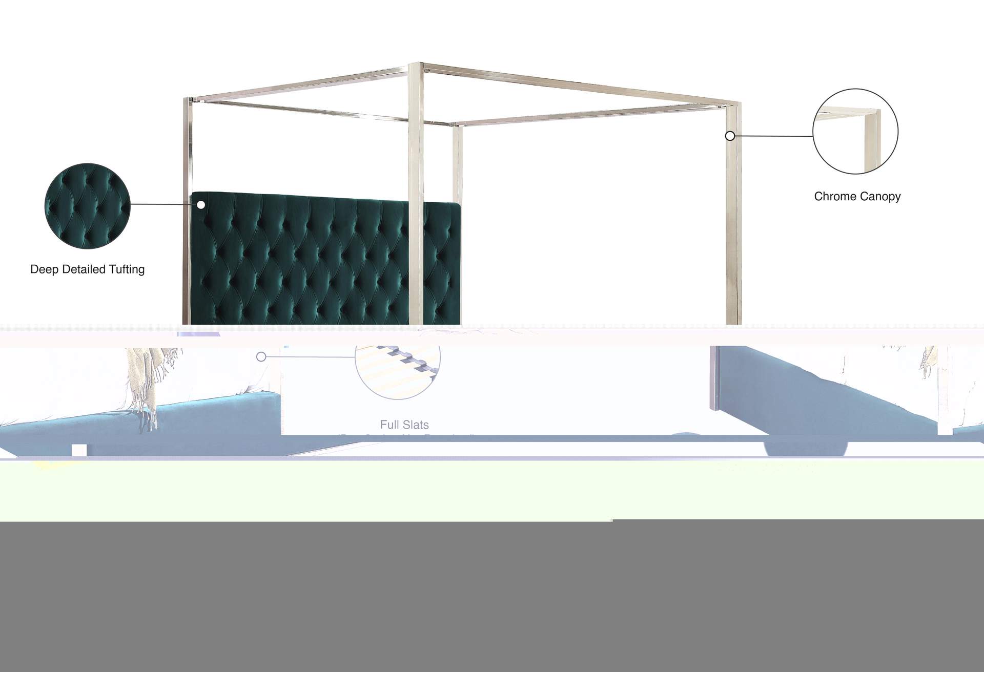 Porter Green Velvet Queen Bed,Meridian Furniture