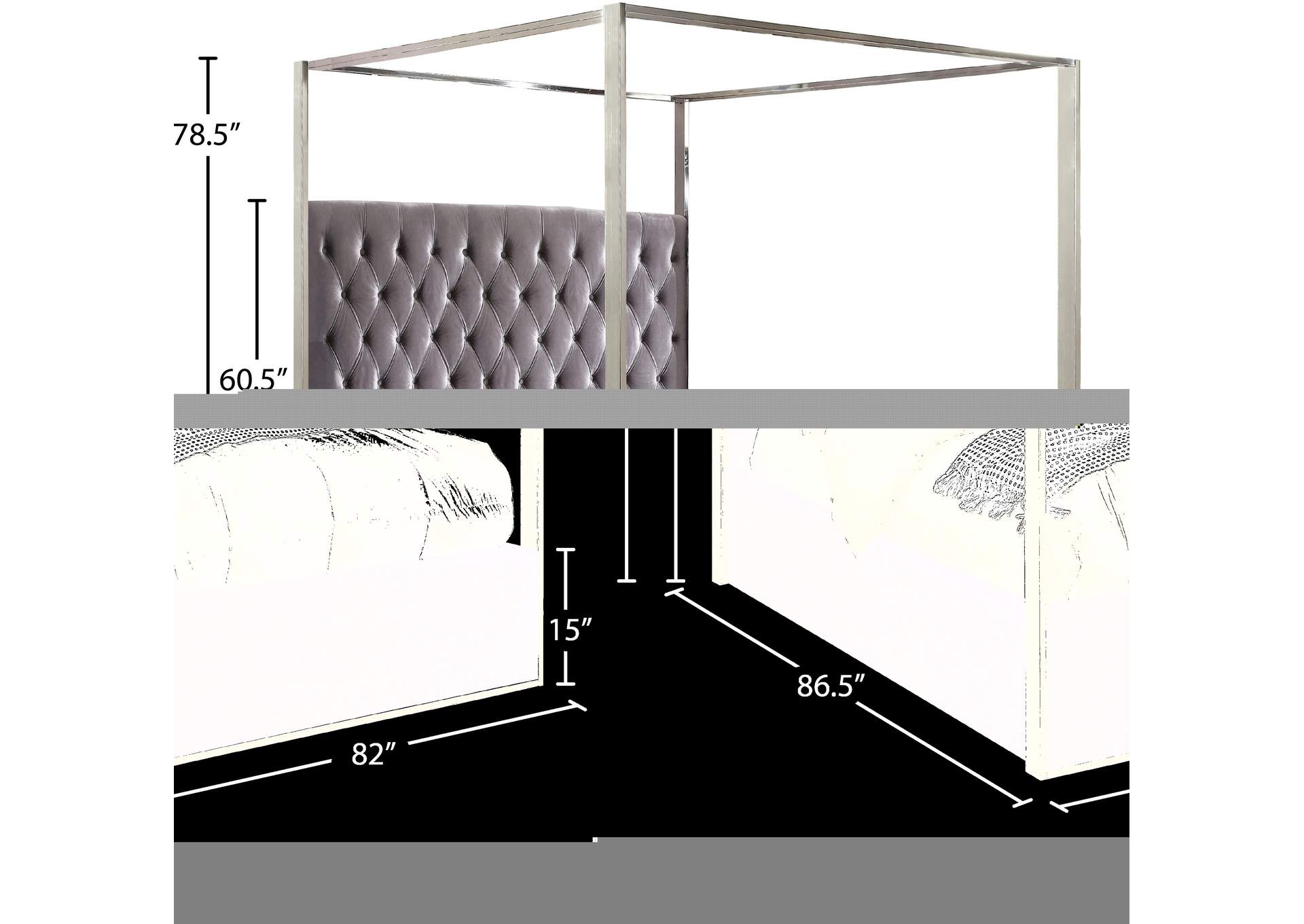 Porter Grey Velvet King Bed,Meridian Furniture
