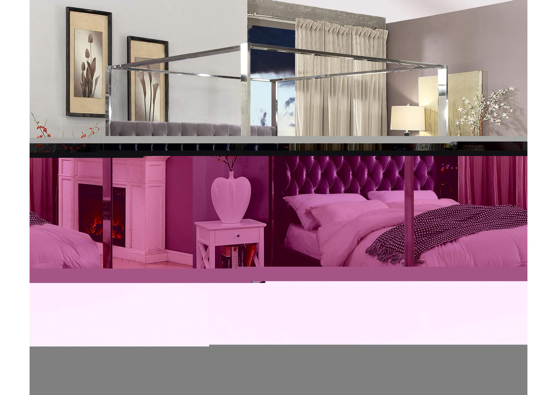 Porter Grey Velvet King Bed,Meridian Furniture