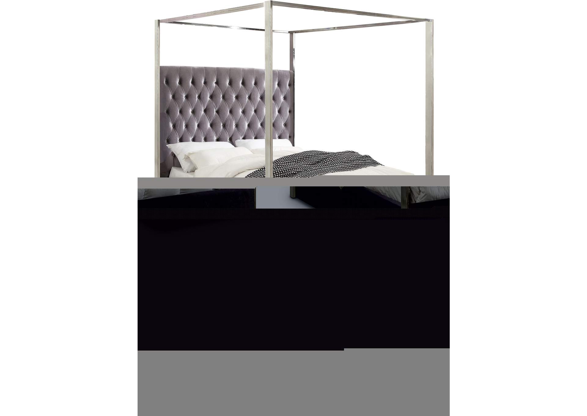 Porter Grey Velvet Queen Bed,Meridian Furniture