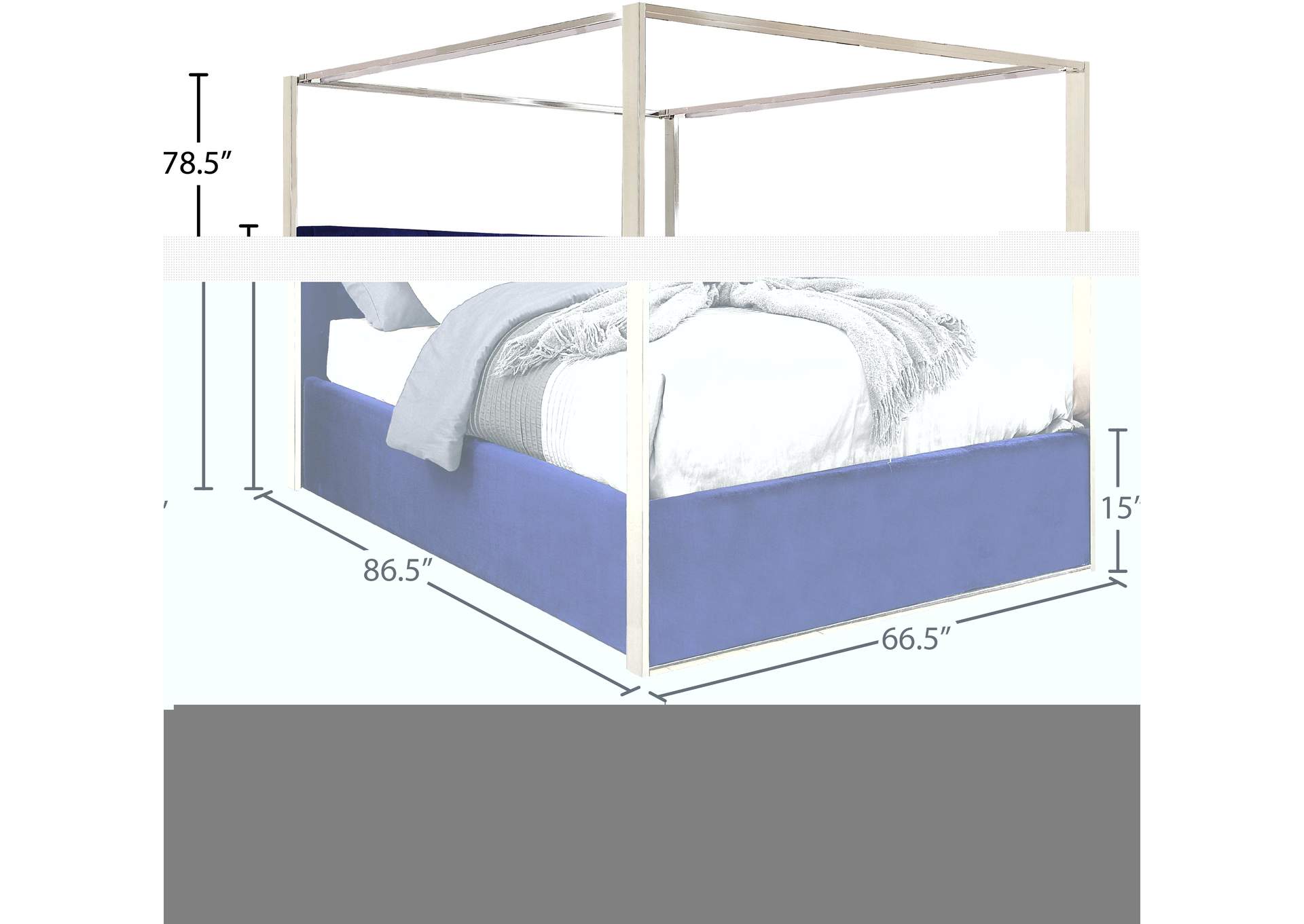 Porter Navy Velvet Queen Bed,Meridian Furniture