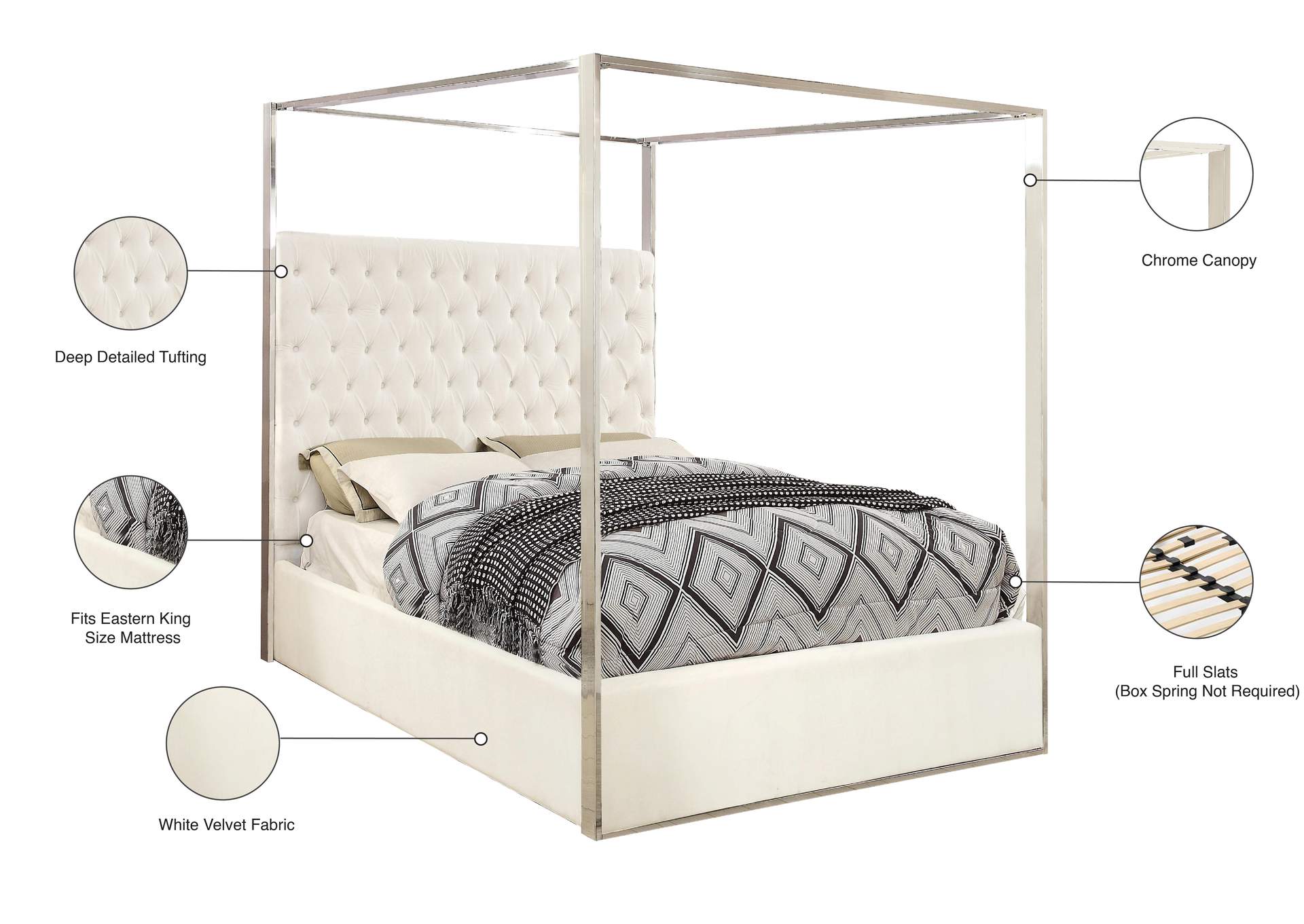 Porter White Velvet King Bed,Meridian Furniture