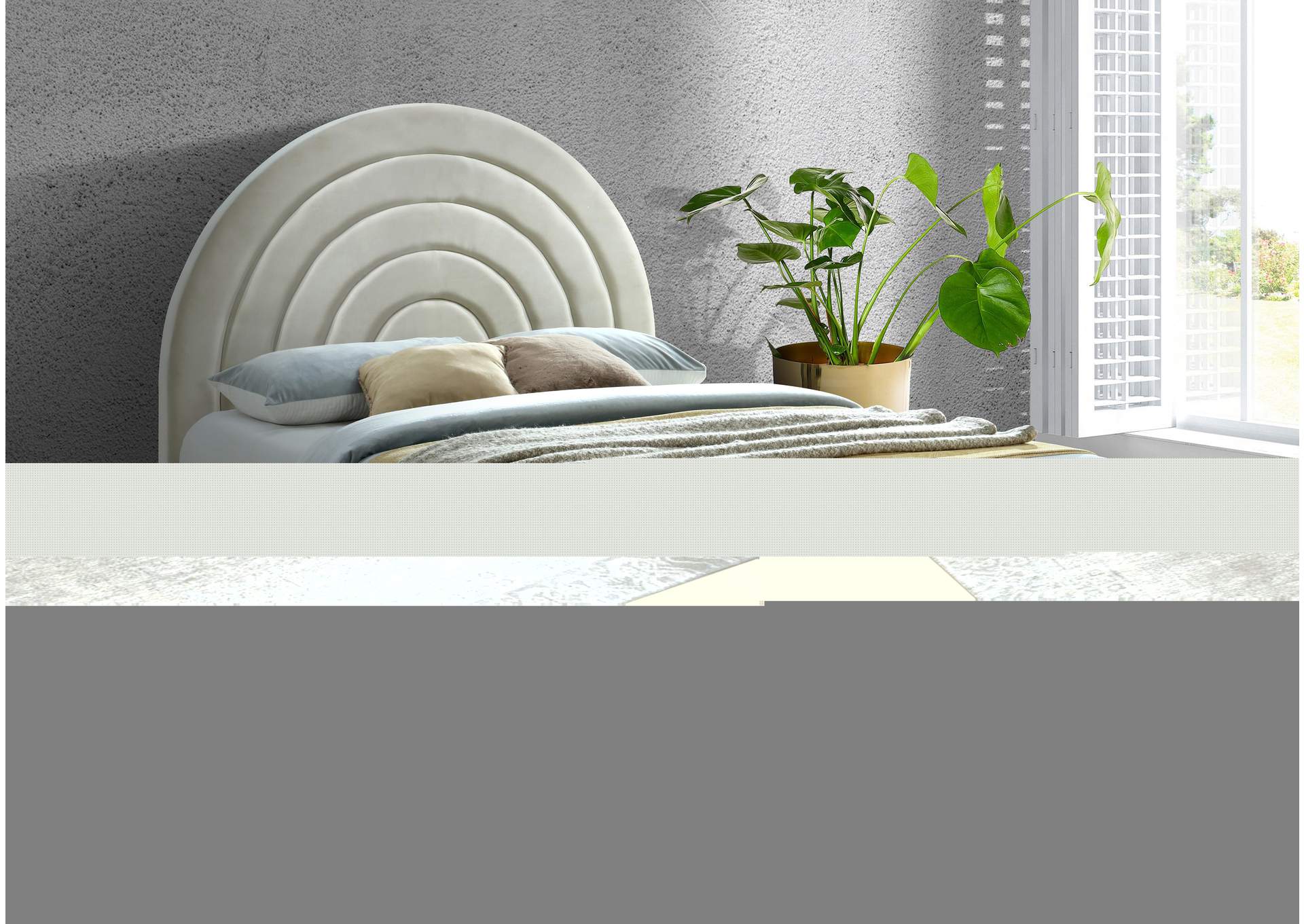 Rainbow Cream Velvet King Bed,Meridian Furniture