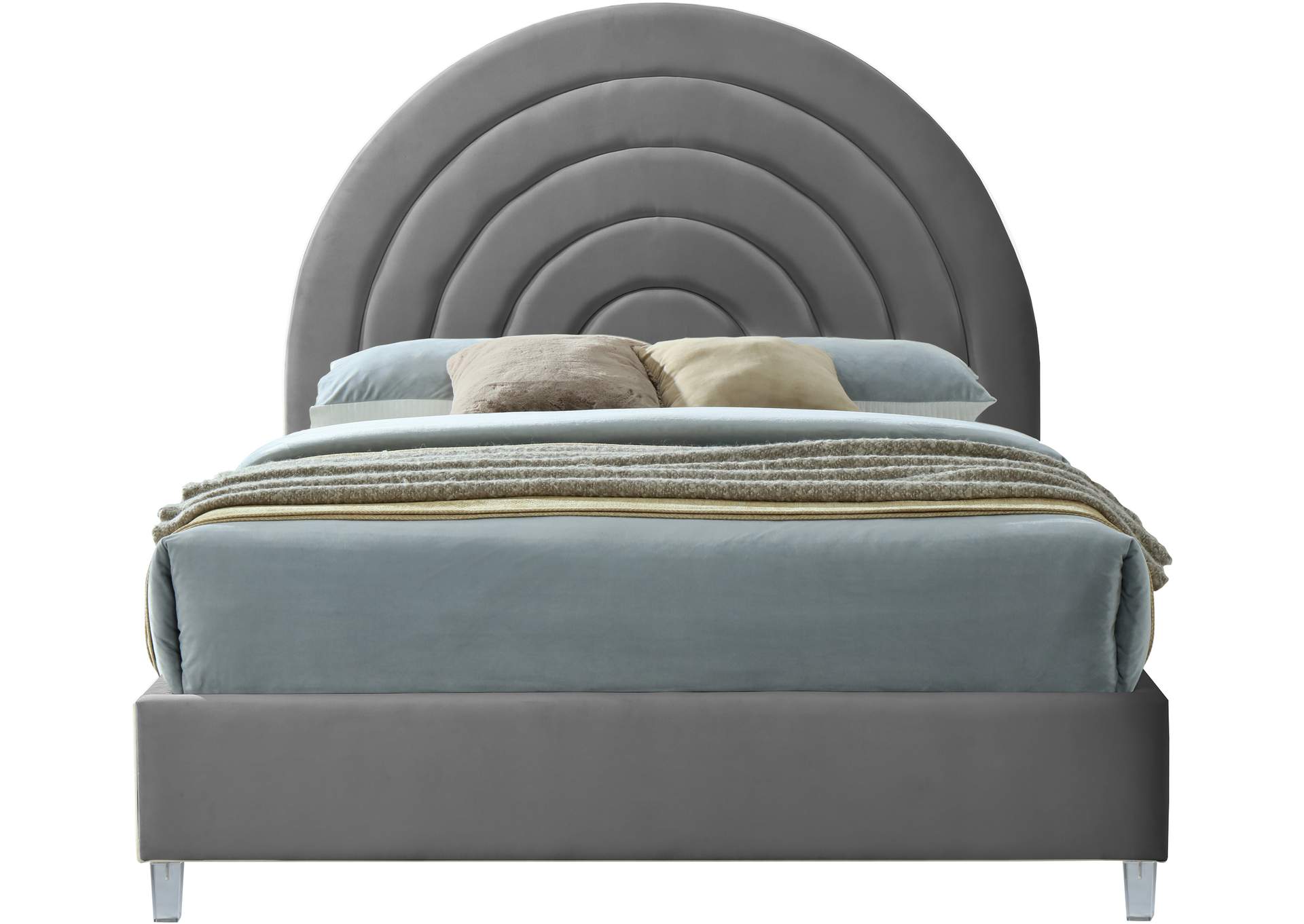 Rainbow Grey Velvet Full Bed,Meridian Furniture