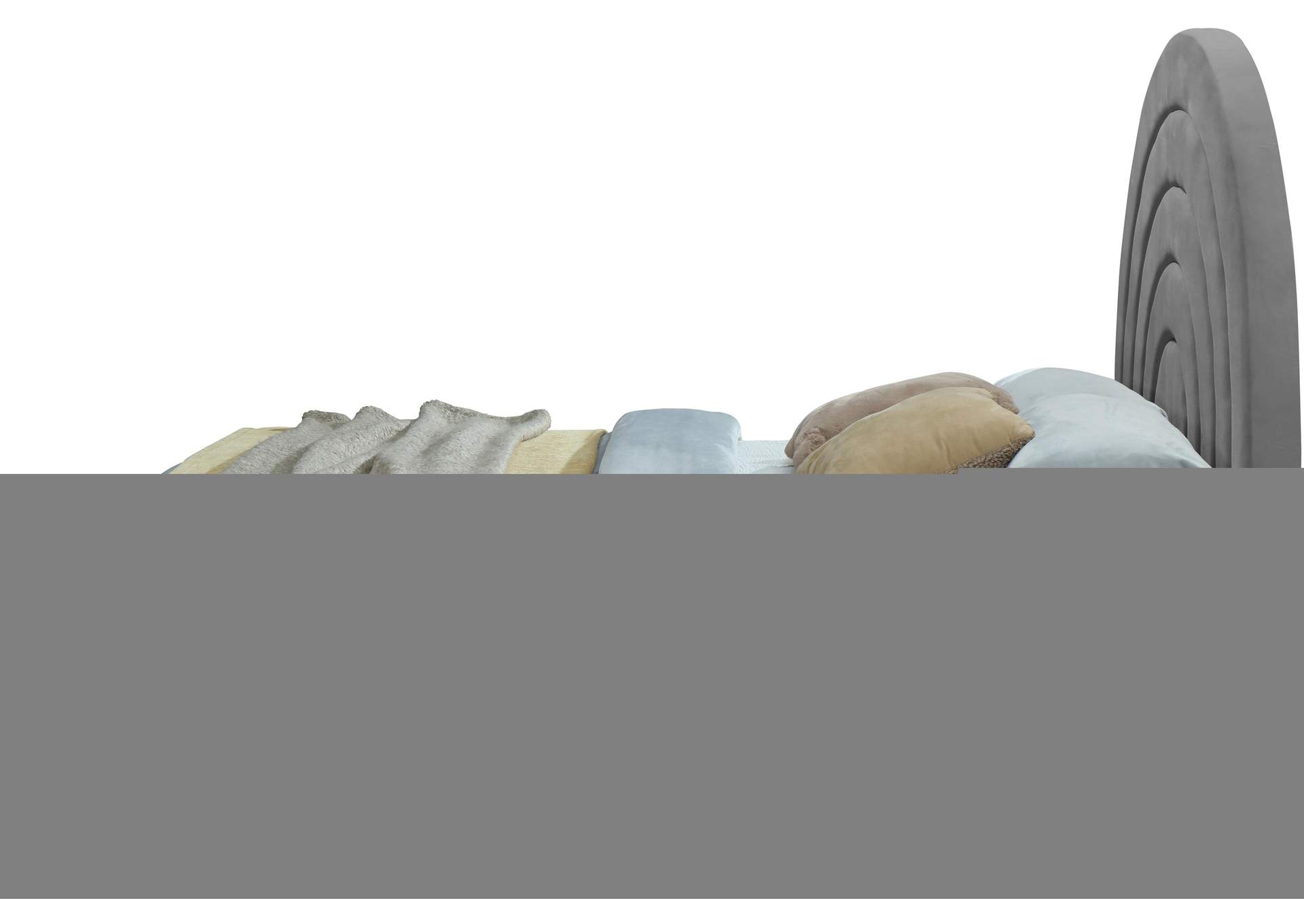 Rainbow Grey Velvet Queen Bed,Meridian Furniture