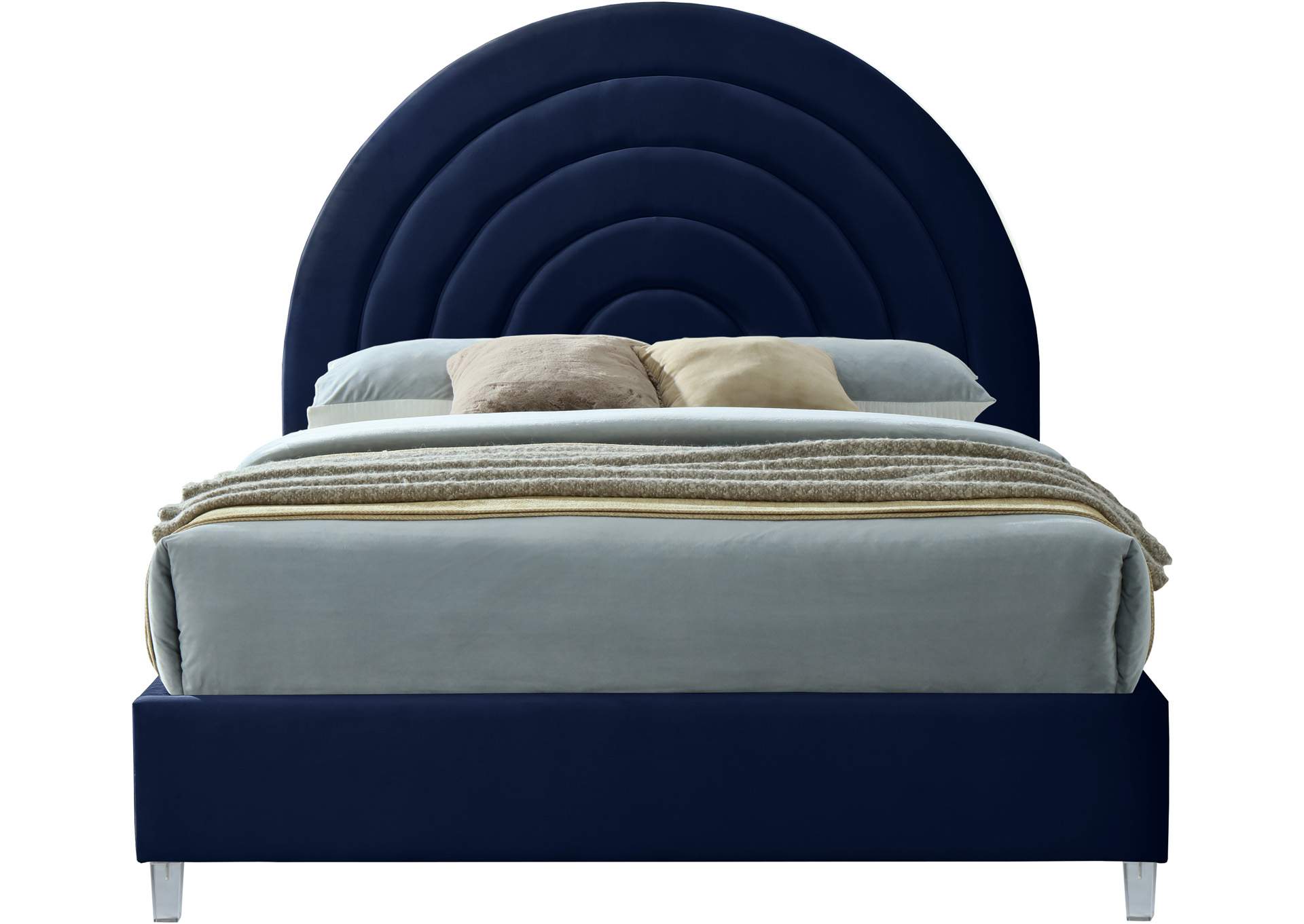 Rainbow Navy Velvet Full Bed,Meridian Furniture