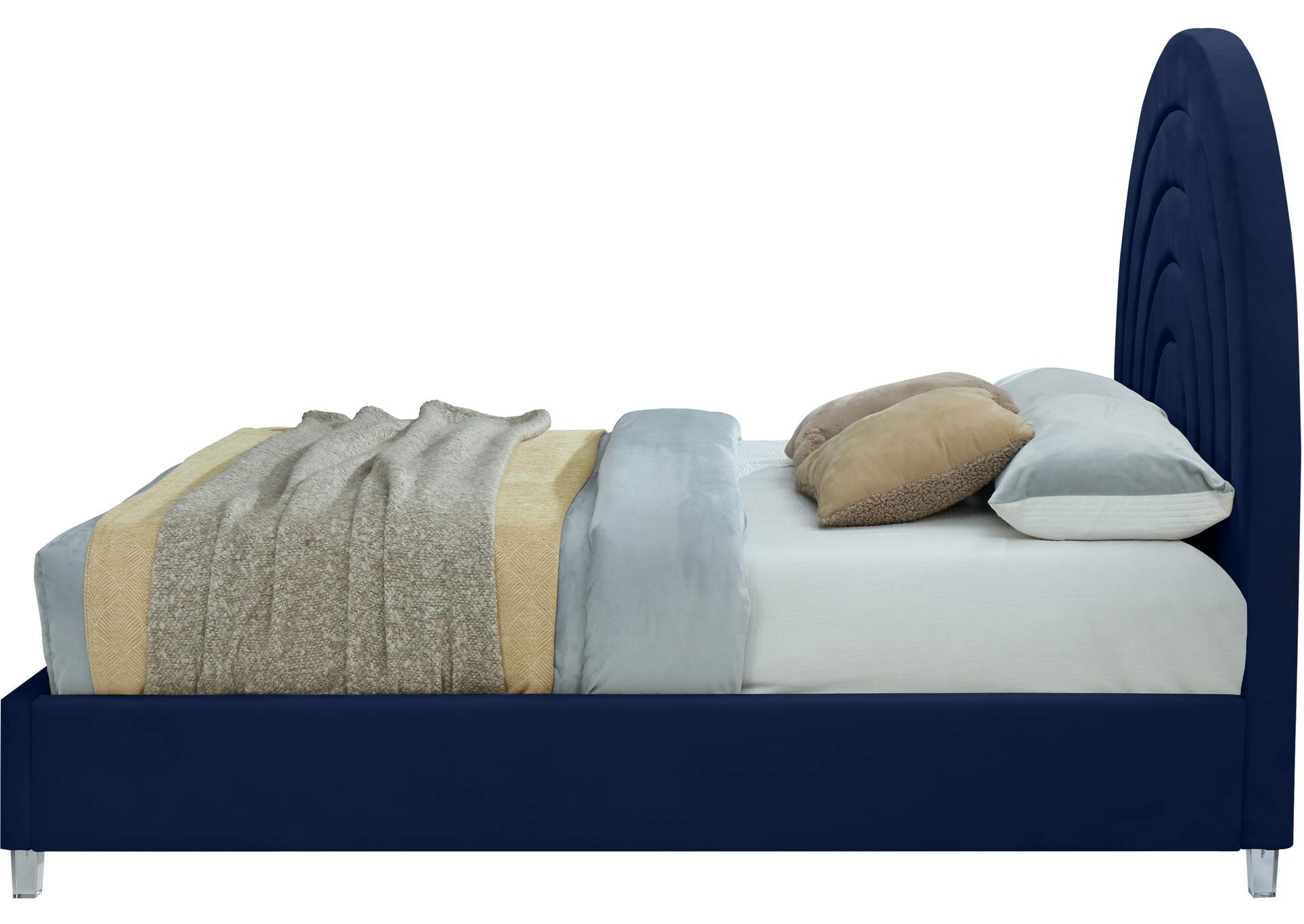 Rainbow Navy Velvet Full Bed,Meridian Furniture