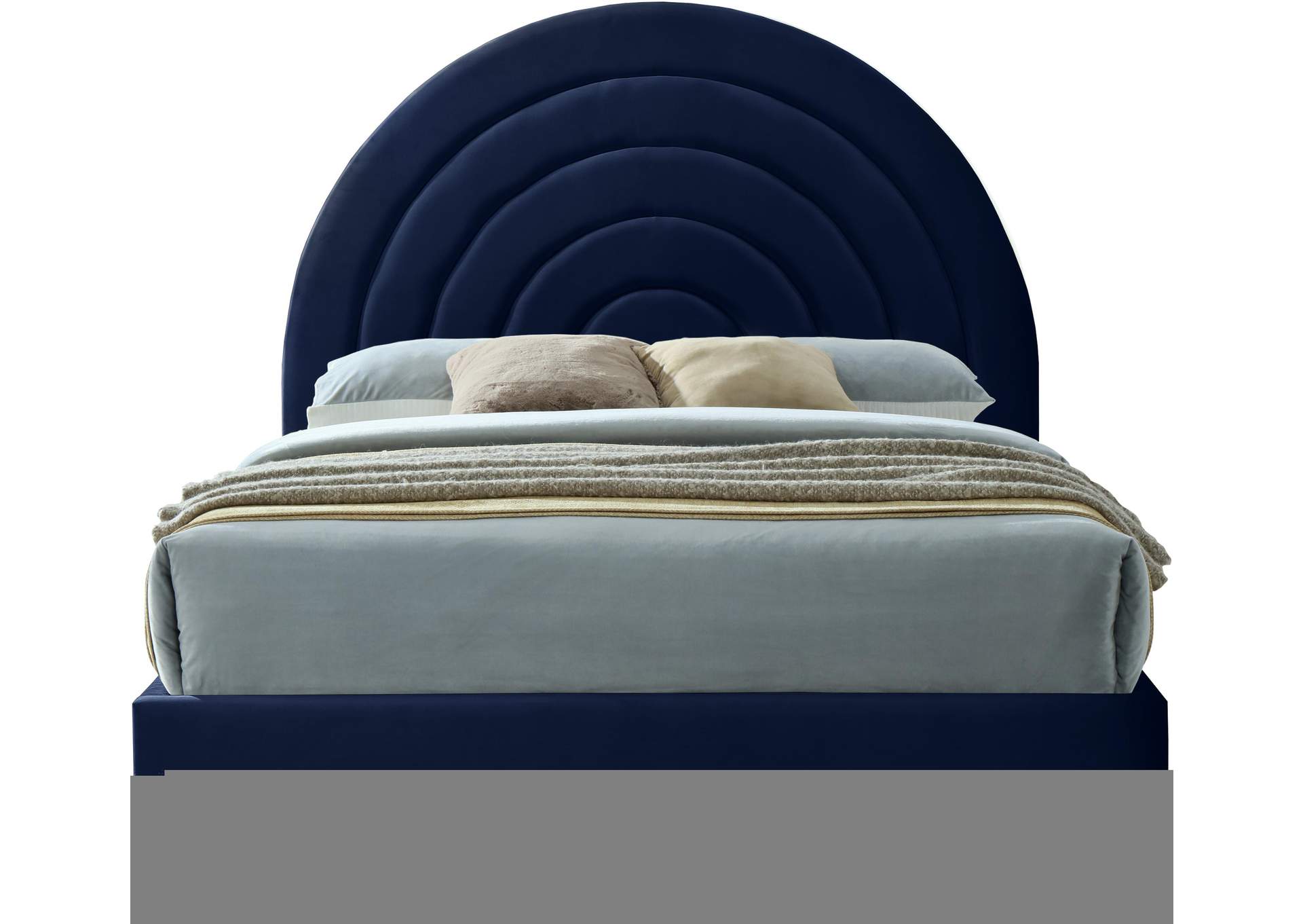Rainbow Navy Velvet Queen Bed,Meridian Furniture