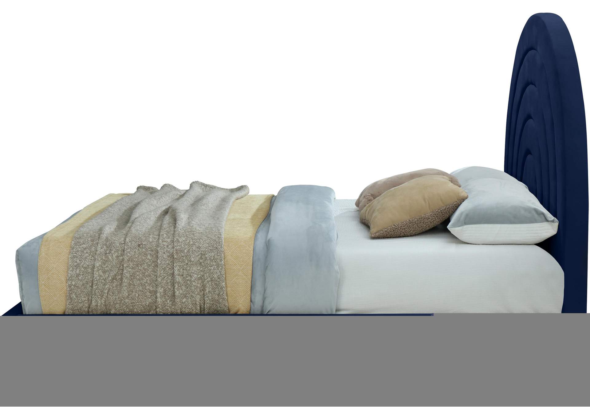 Rainbow Navy Velvet Queen Bed,Meridian Furniture