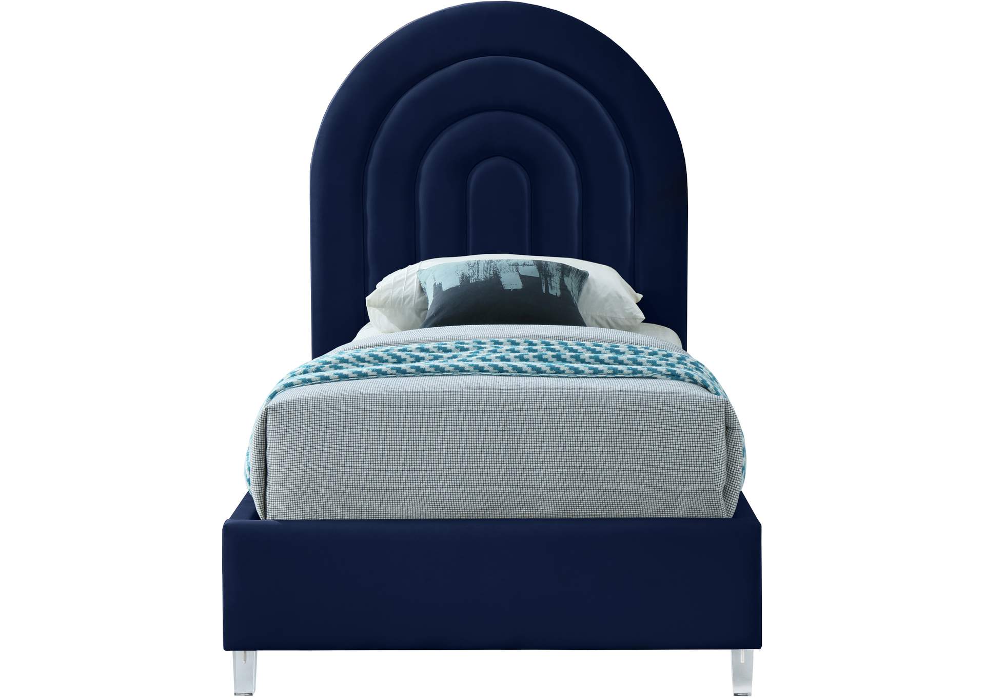 Rainbow Navy Velvet Twin Bed,Meridian Furniture