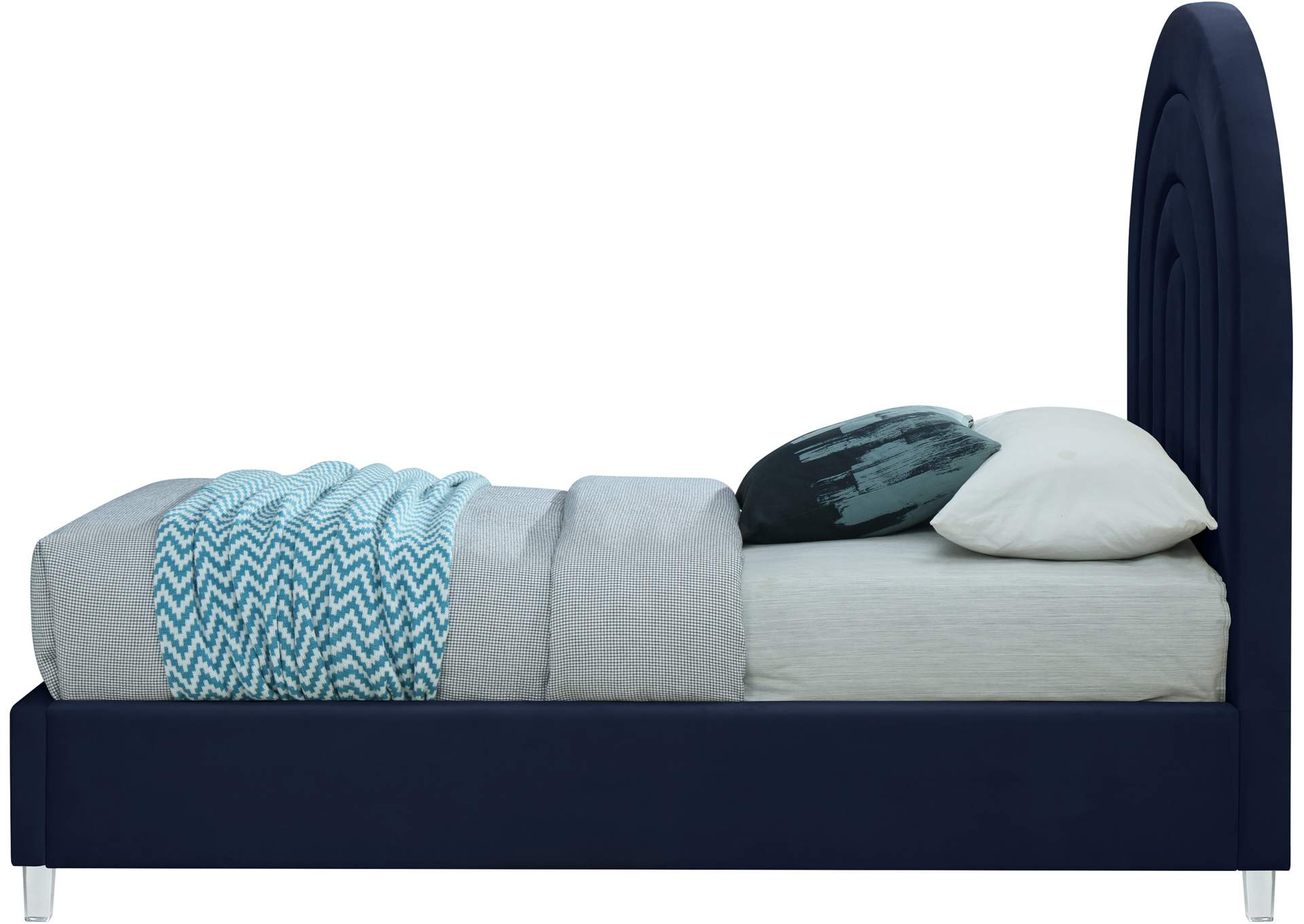 Rainbow Navy Velvet Twin Bed,Meridian Furniture