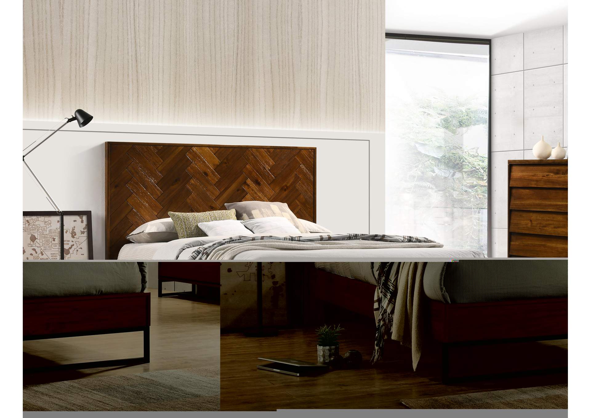 Reed Antique Coffee Queen Bed (3 Boxes),Meridian Furniture
