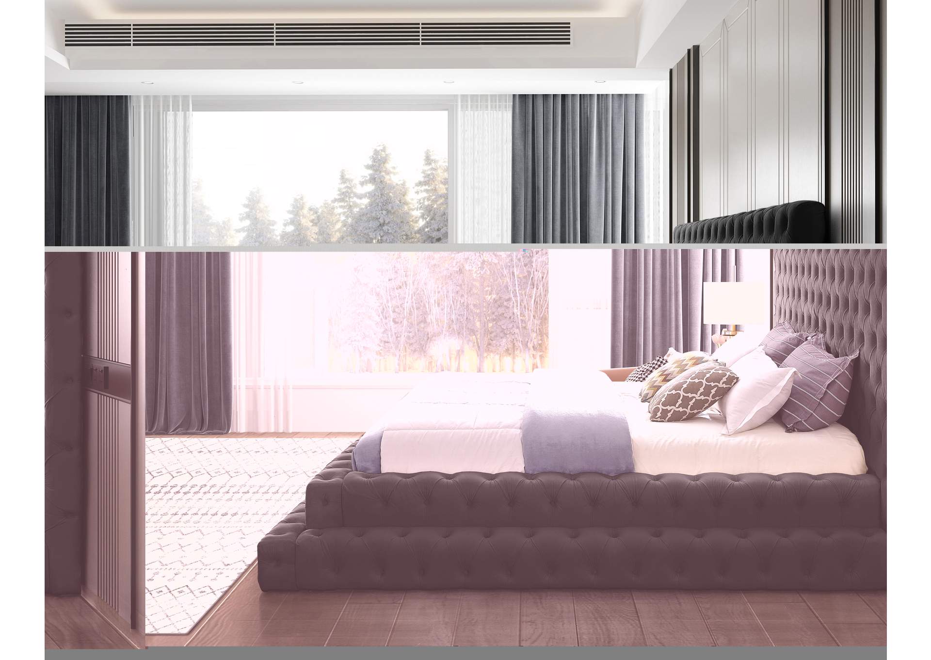 Revel Black Velvet King Bed (3 Boxes),Meridian Furniture