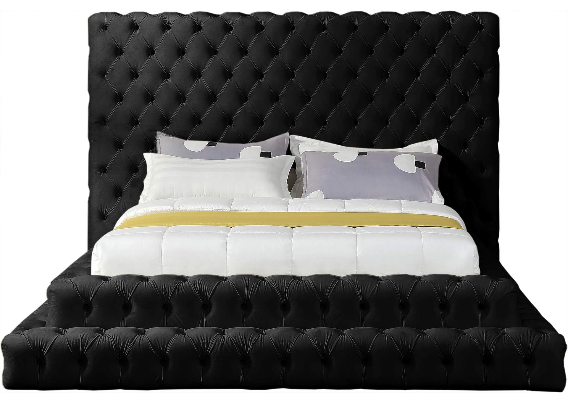 Revel Black Velvet Queen Bed (3 Boxes),Meridian Furniture