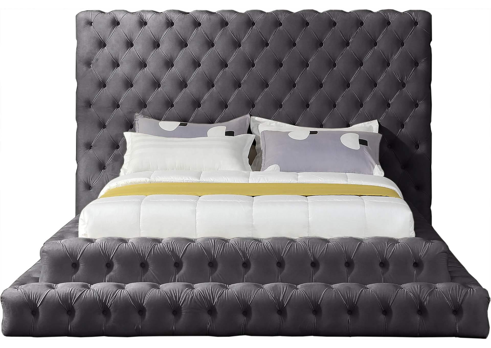 Revel Grey Velvet Queen Bed (3 Boxes),Meridian Furniture
