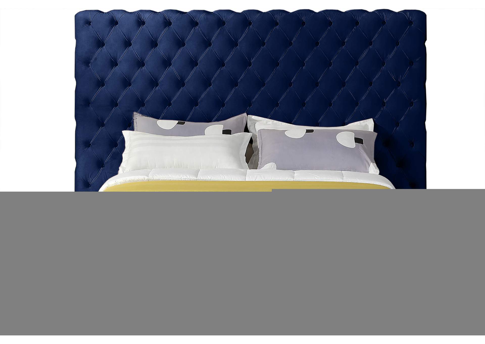 Revel Navy Velvet Queen Bed (3 Boxes),Meridian Furniture