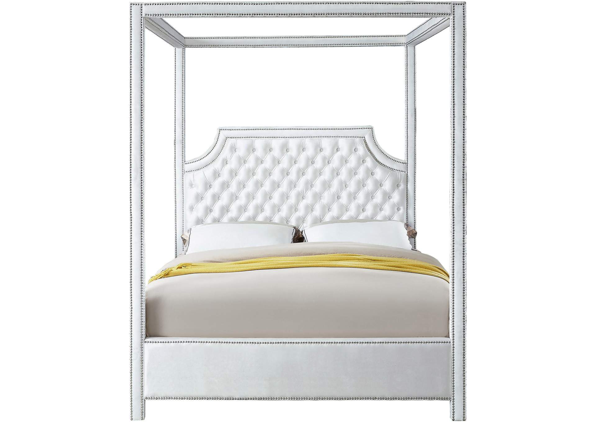 Rowan White Velvet King Bed (3 Boxes),Meridian Furniture