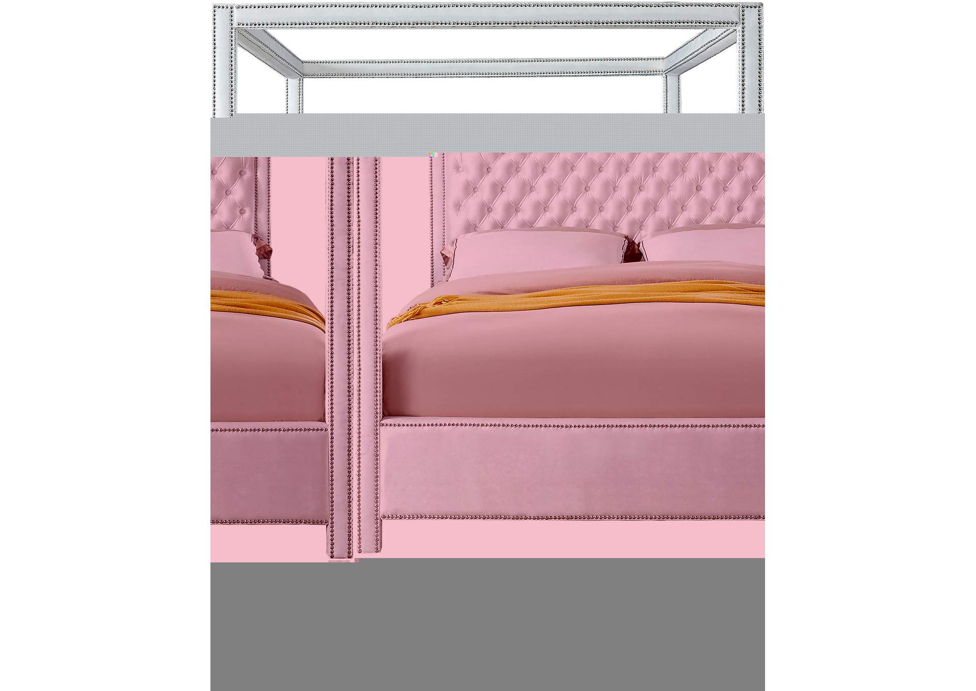 Rowan White Velvet Queen Bed (3 Boxes),Meridian Furniture
