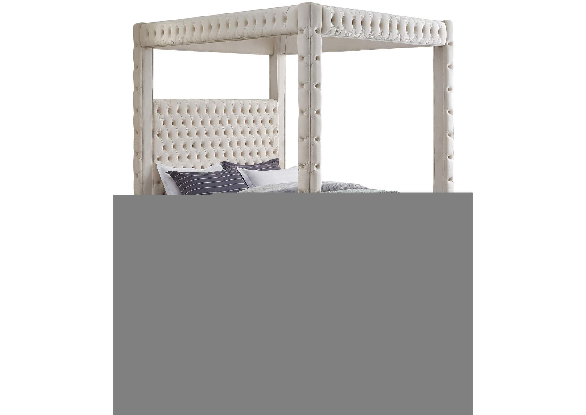 Royal Beige Velvet King Bed (4 Boxes),Meridian Furniture