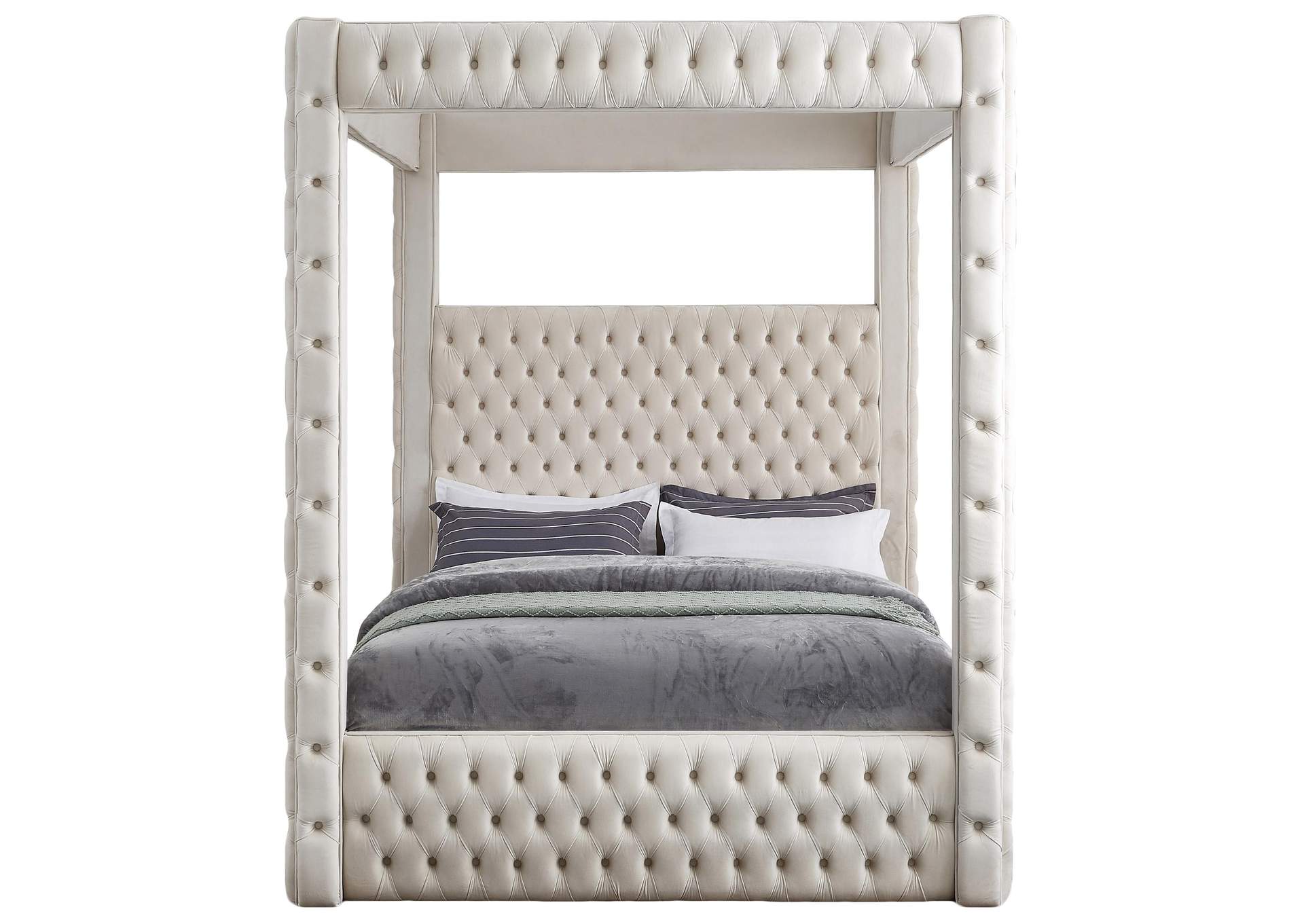 Royal Beige Velvet Queen Bed (4 Boxes),Meridian Furniture