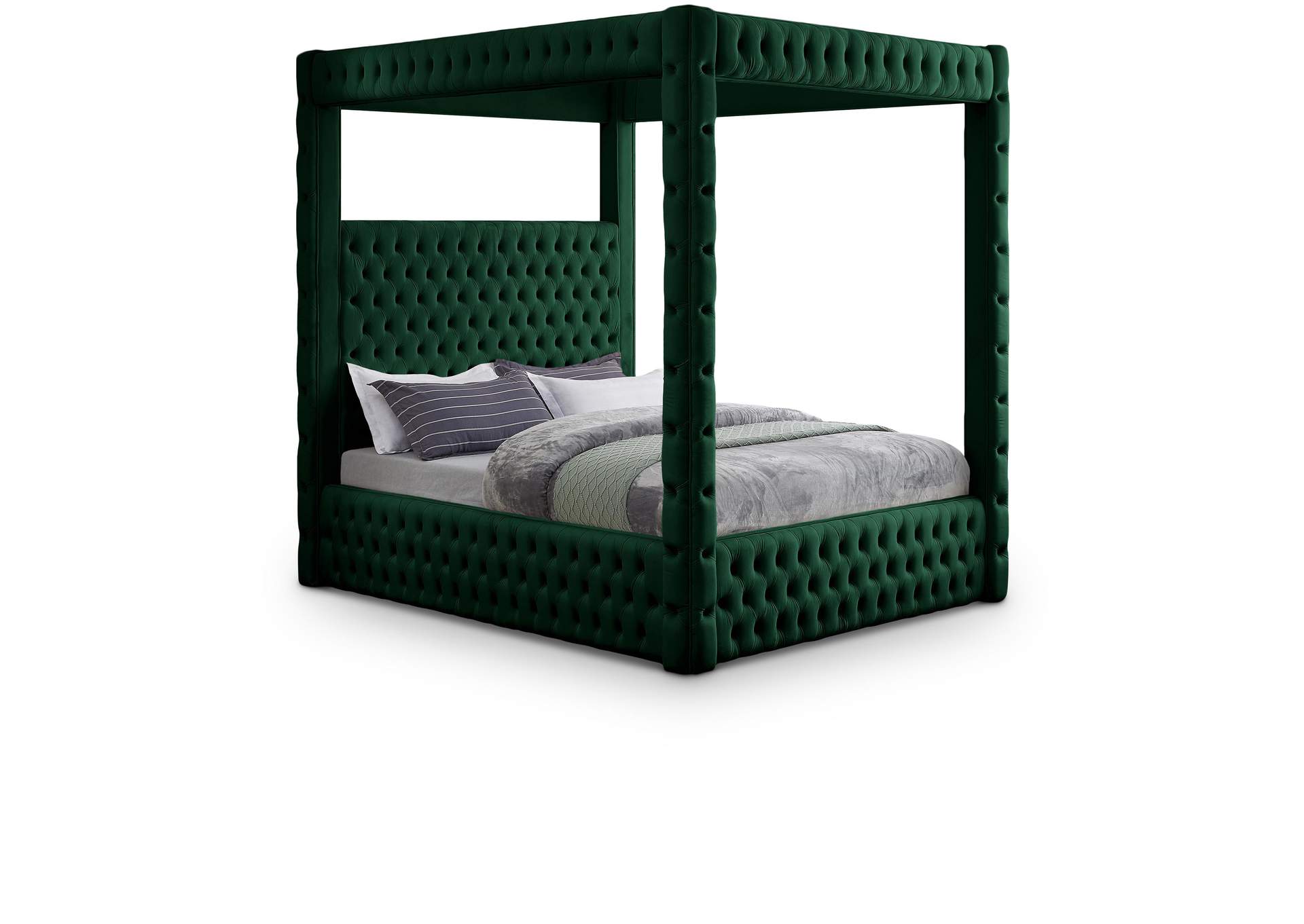 Royal Green Velvet King Bed (4 Boxes),Meridian Furniture