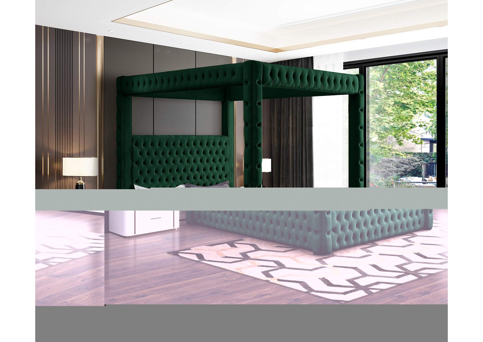 Royal Green Velvet King Bed (4 Boxes),Meridian Furniture
