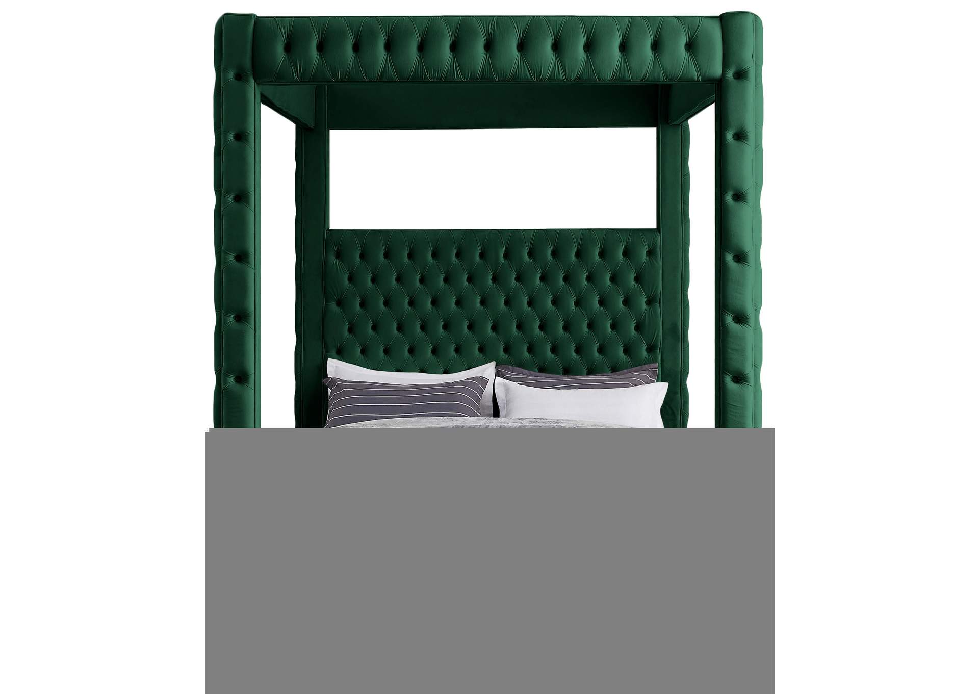 Royal Green Velvet King Bed (4 Boxes),Meridian Furniture
