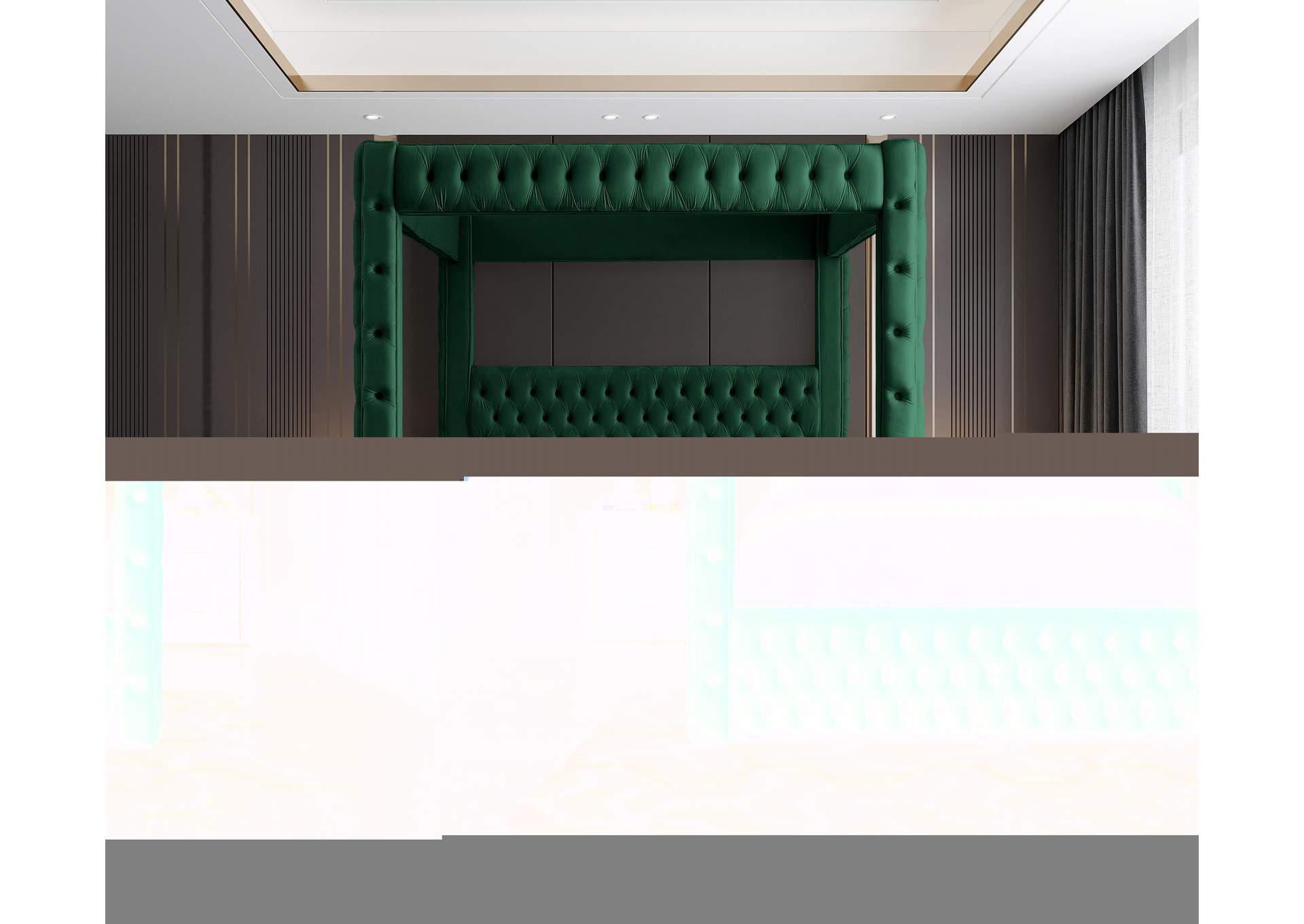 Royal Green Velvet King Bed (4 Boxes),Meridian Furniture