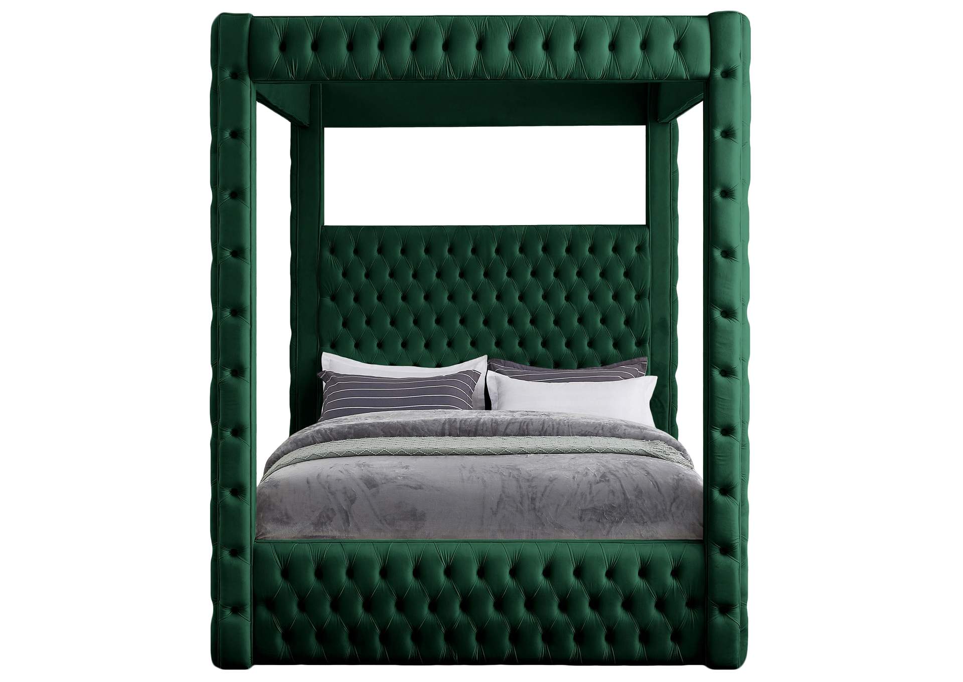 Royal Green Velvet Queen Bed (4 Boxes),Meridian Furniture