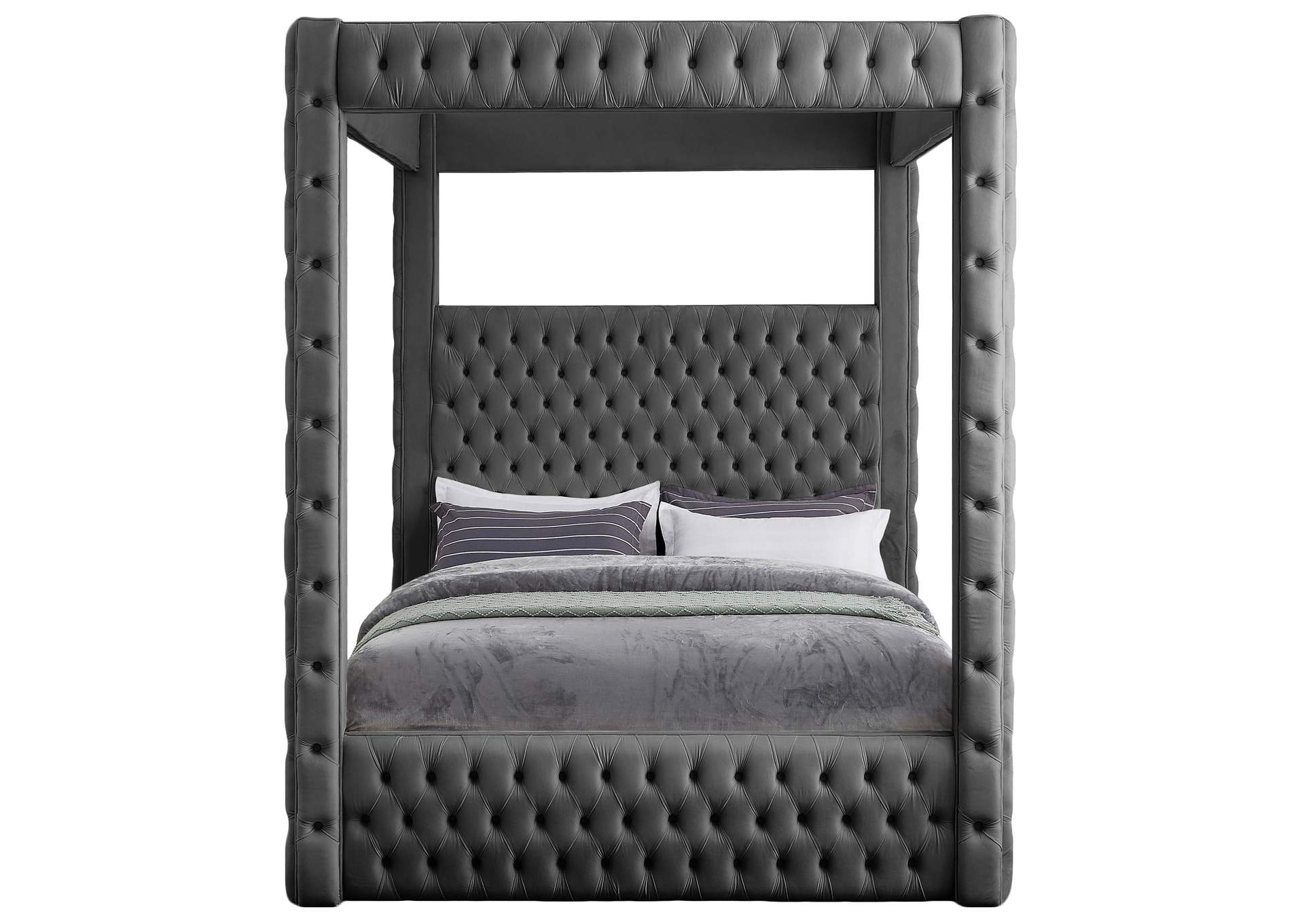 Royal Grey Velvet King Bed (4 Boxes),Meridian Furniture