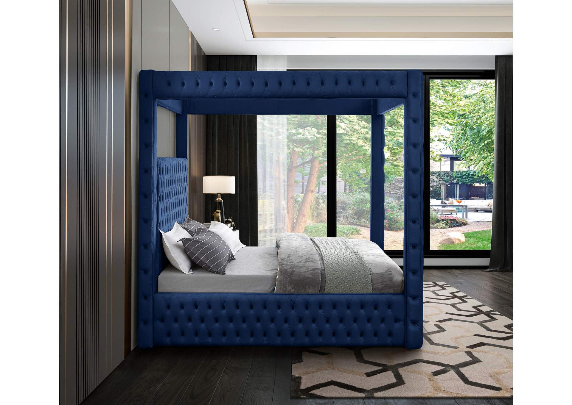 Royal Navy Velvet King Bed (4 Boxes),Meridian Furniture