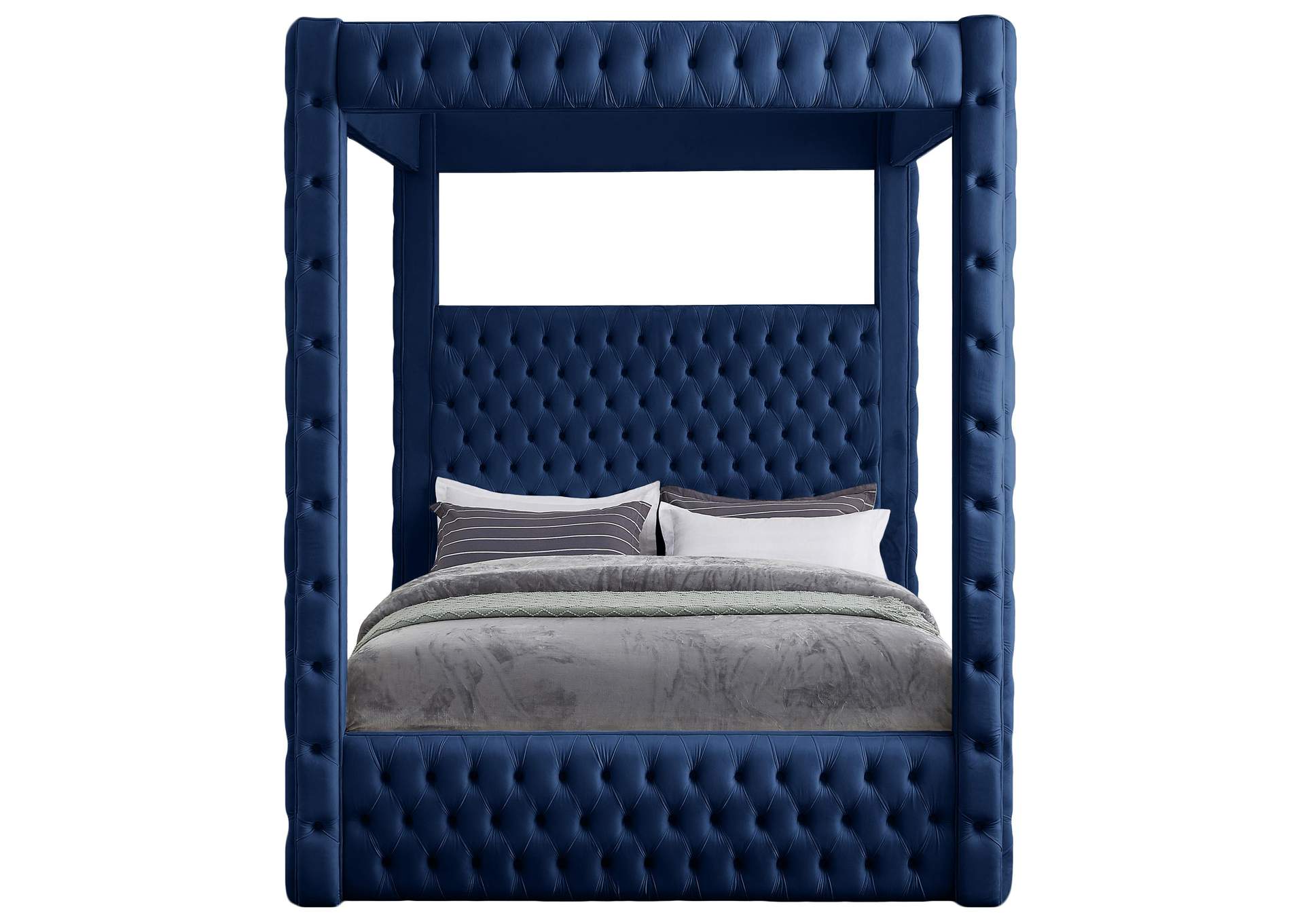 Royal Navy Velvet Queen Bed (4 Boxes),Meridian Furniture