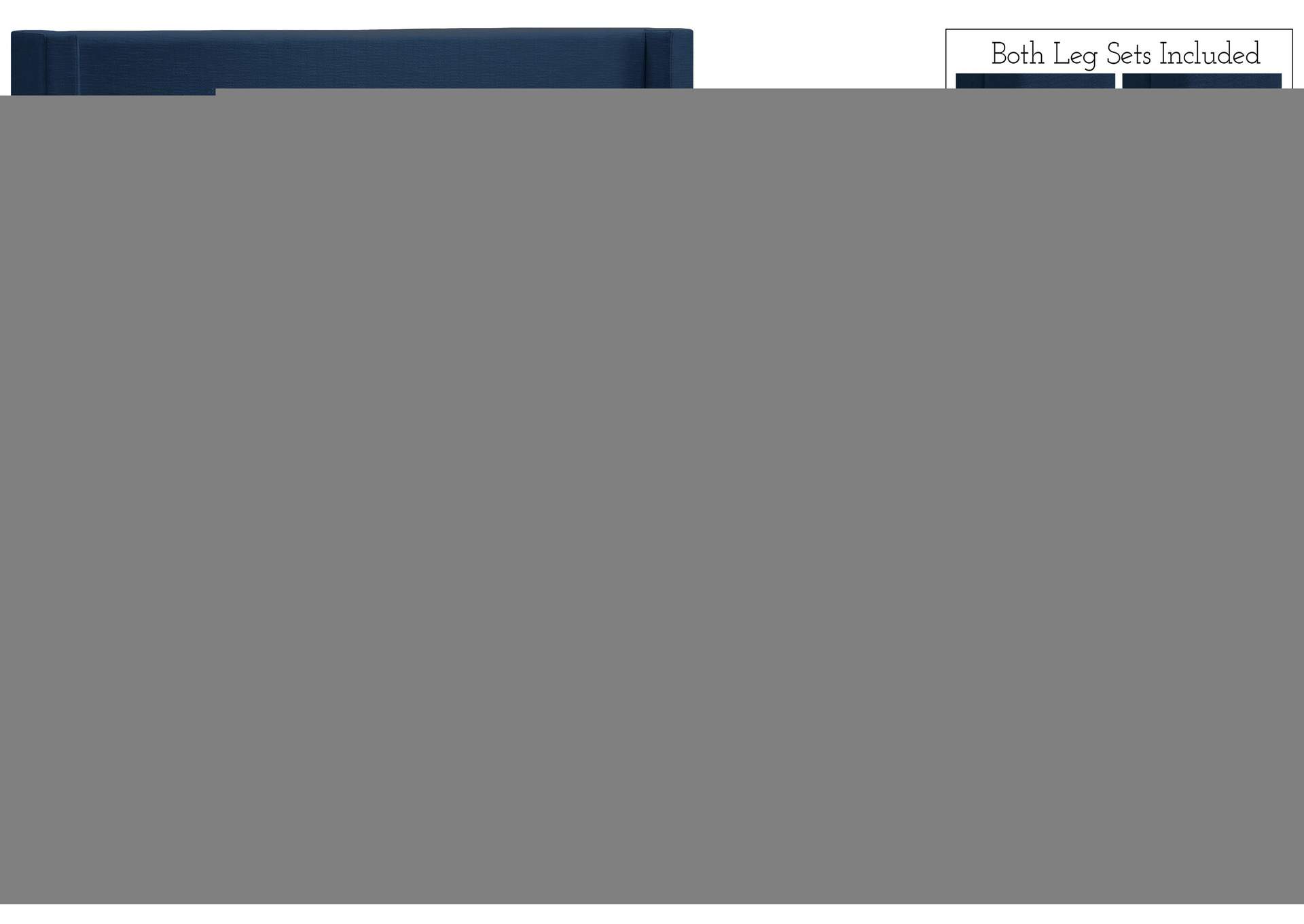 Royce Navy Linen Textured Fabric Queen Bed (3 Boxes),Meridian Furniture