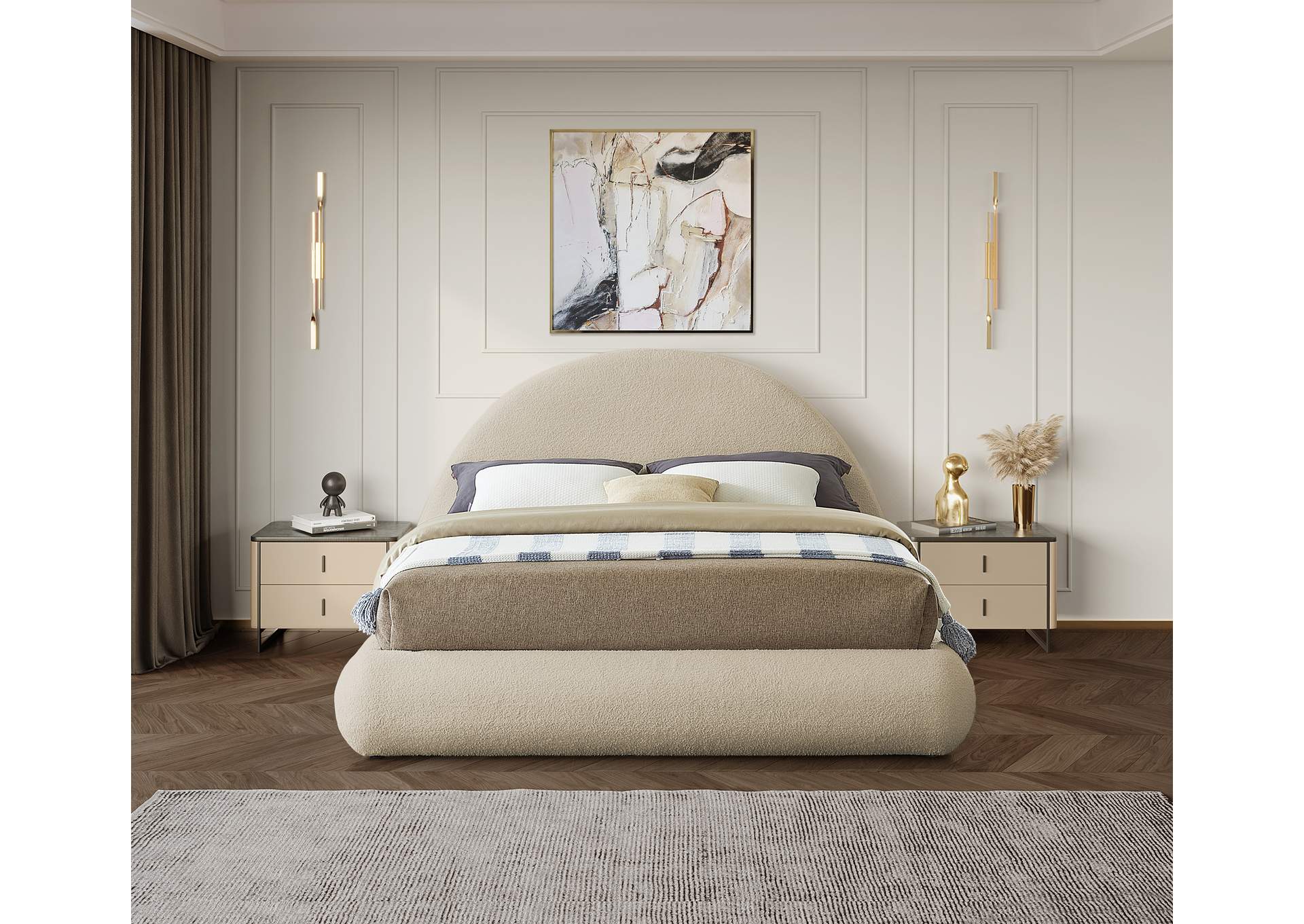 Rudy Beige Teddy Fabric Full Bed,Meridian Furniture