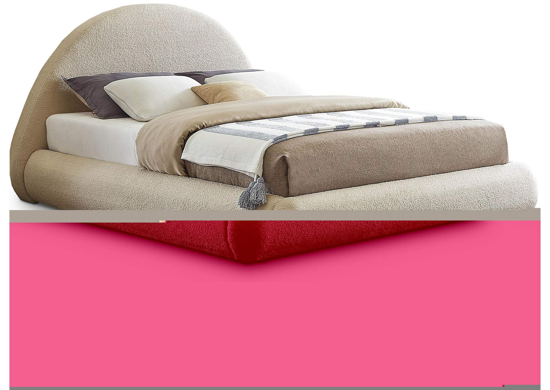 Rudy Beige Teddy Fabric King Bed,Meridian Furniture