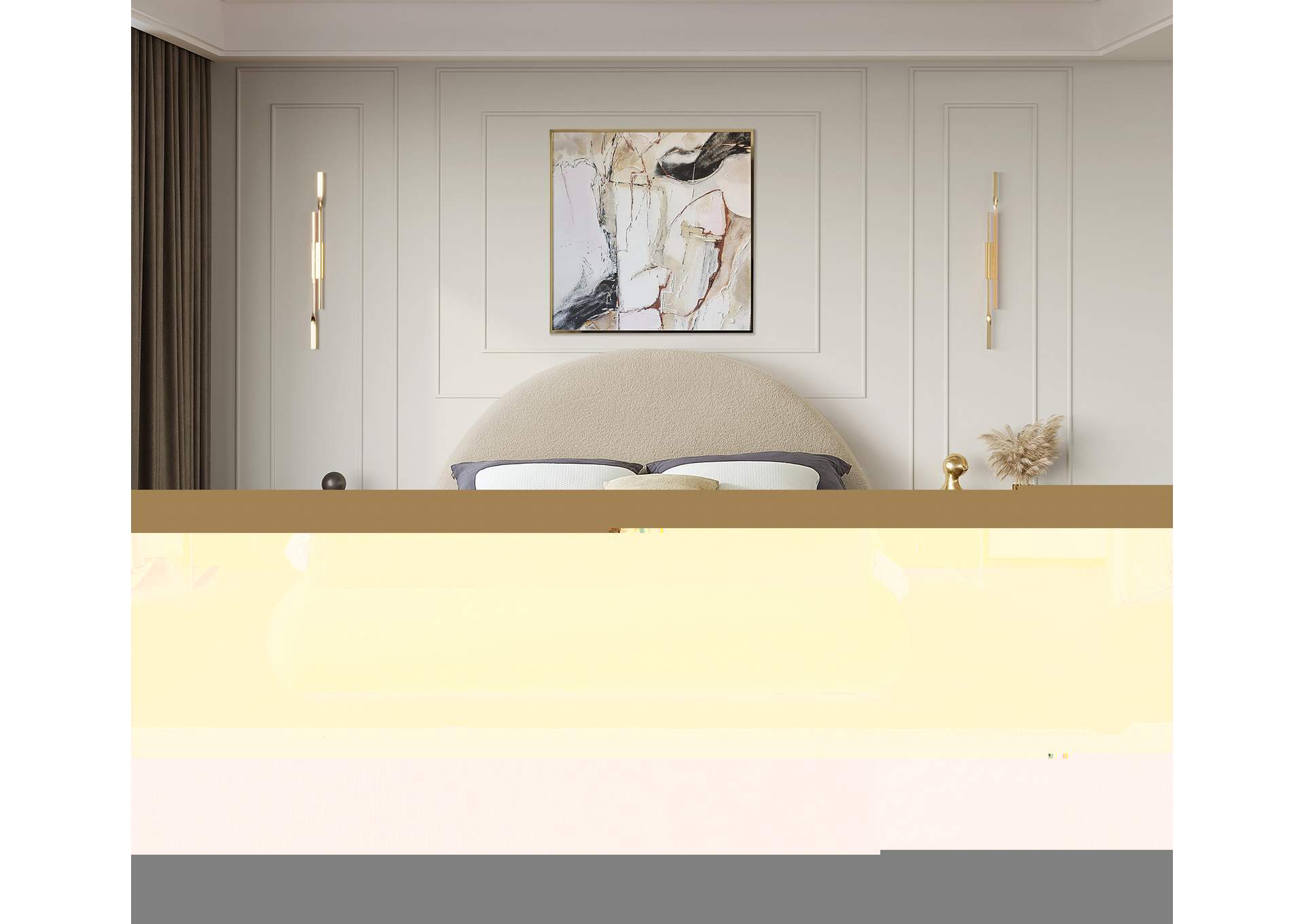 Rudy Beige Teddy Fabric King Bed,Meridian Furniture